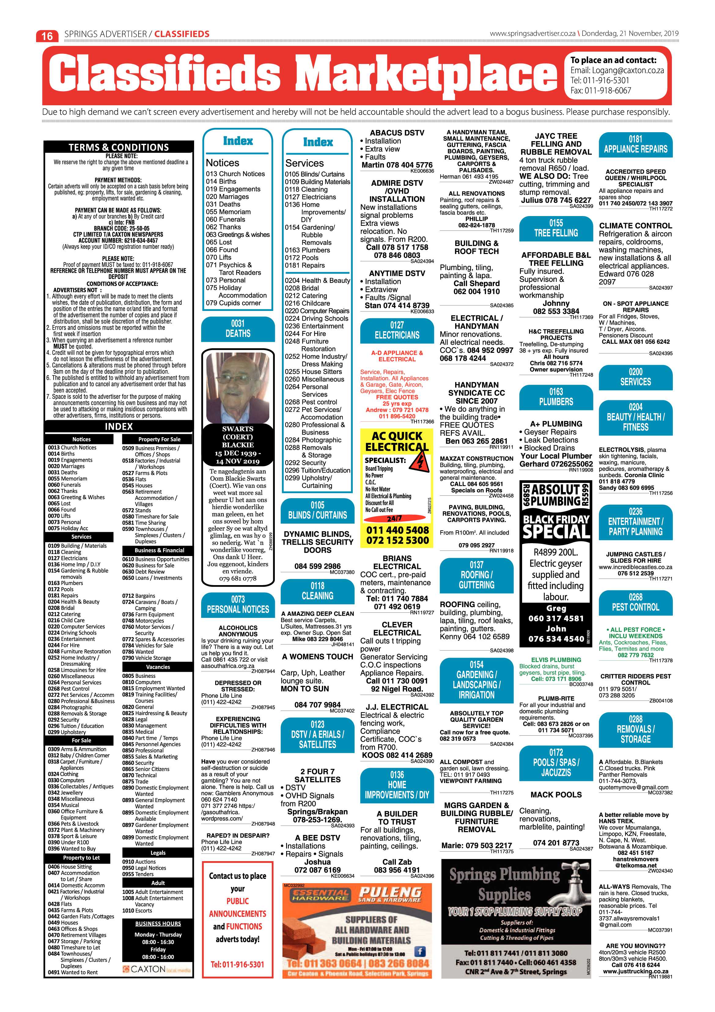 Springs Advertiser 21 November 2019 page 16