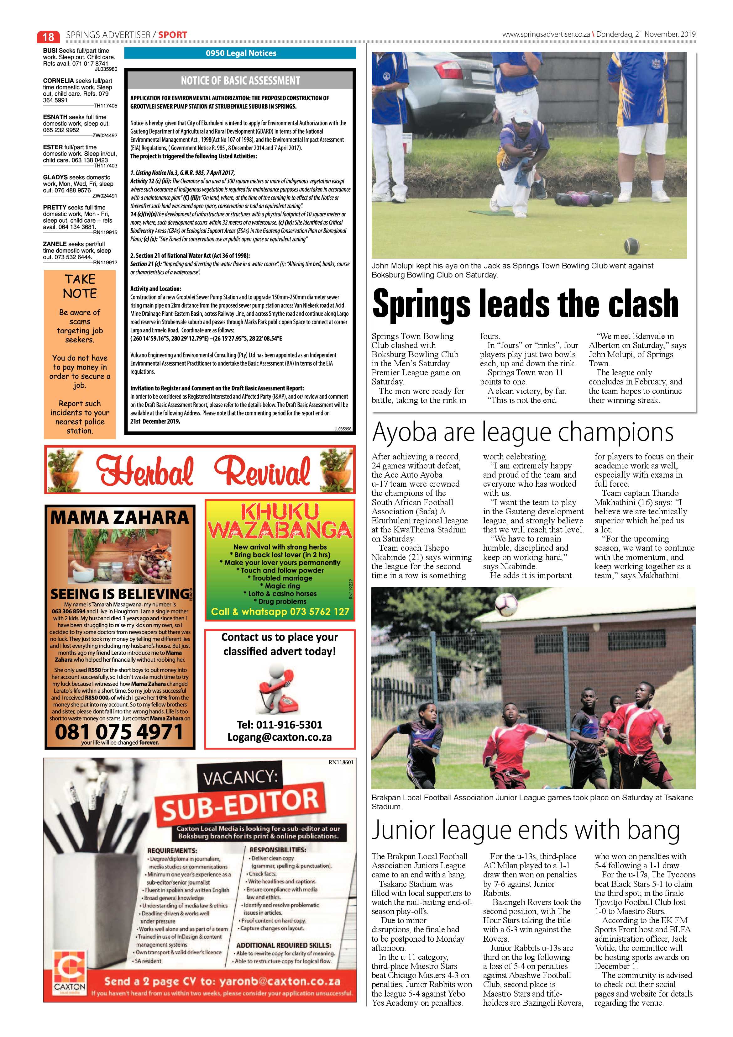 Springs Advertiser 21 November 2019 page 18