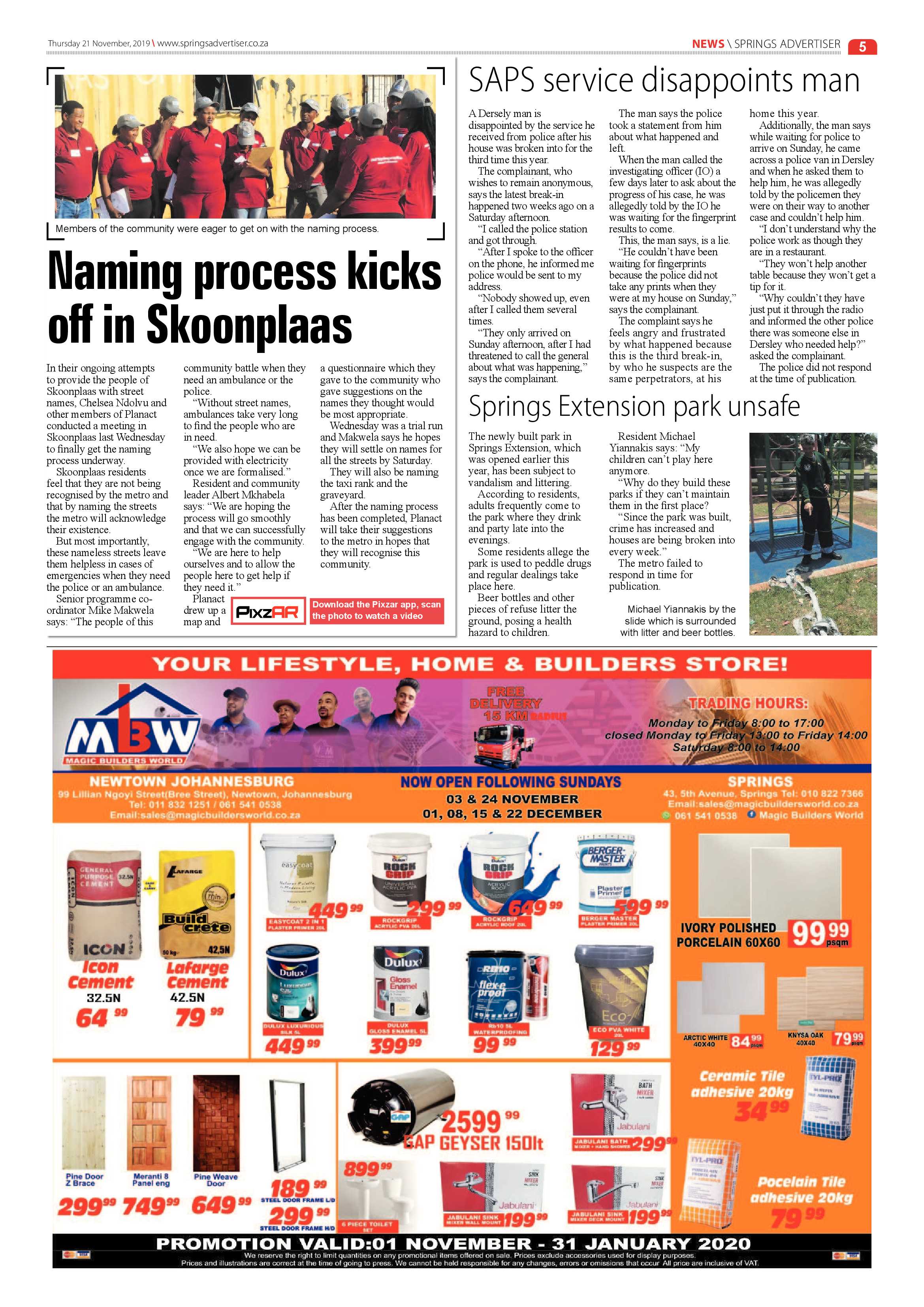 Springs Advertiser 21 November 2019 page 5