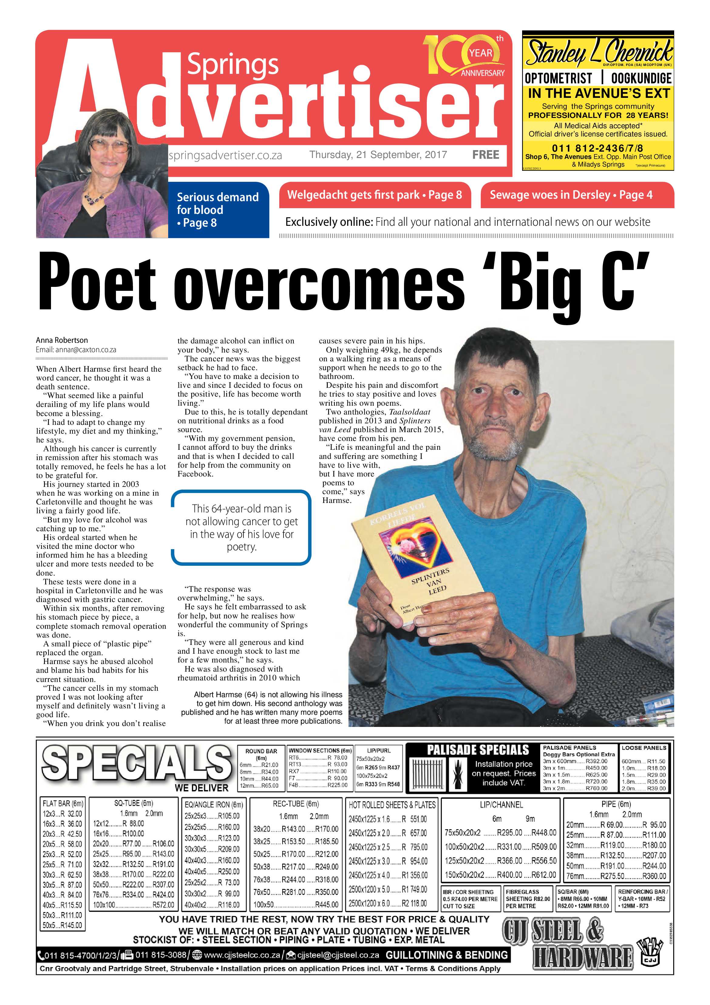 Springs Advertiser 21 September 2017 page 1