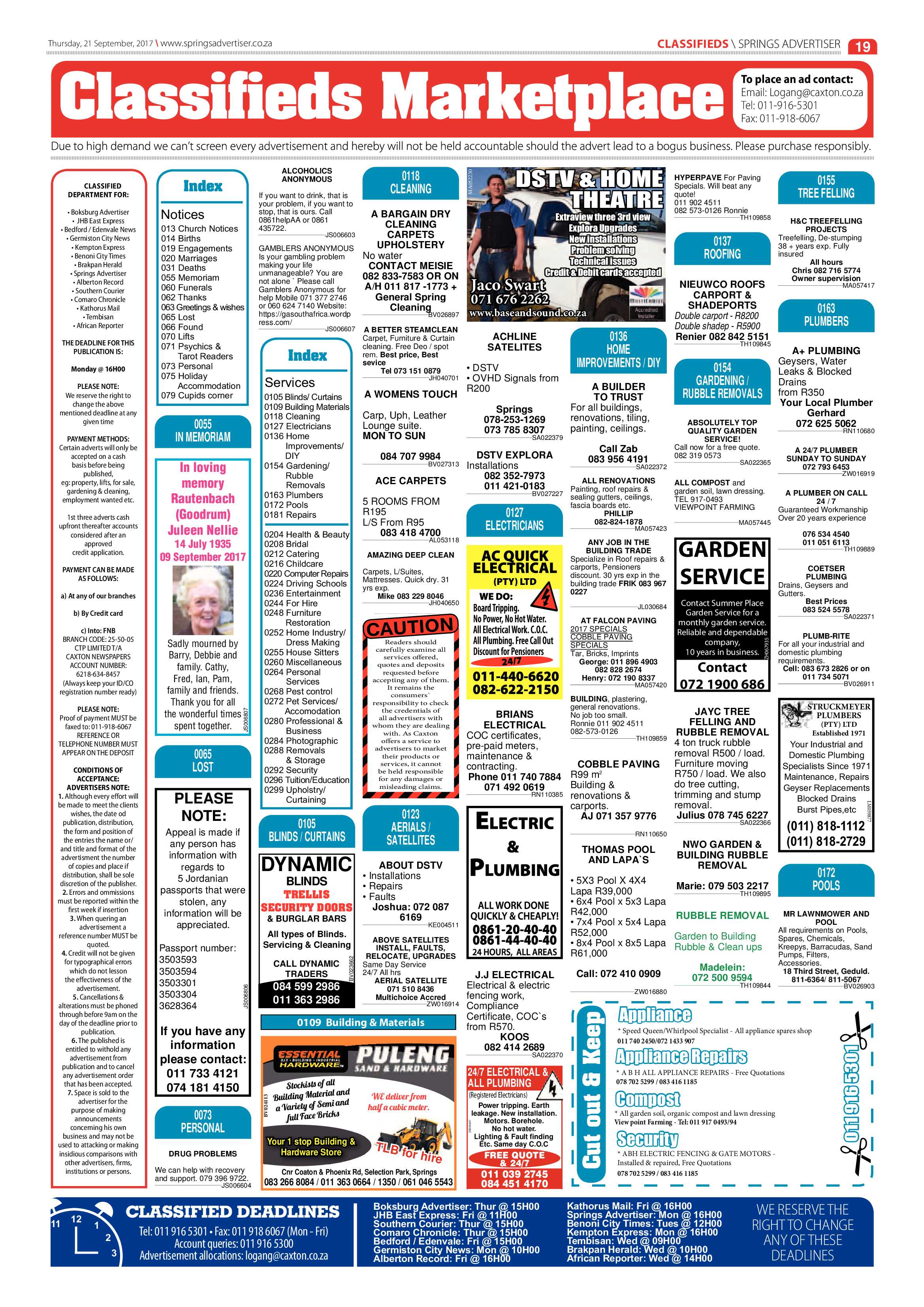 Springs Advertiser 21 September 2017 page 19