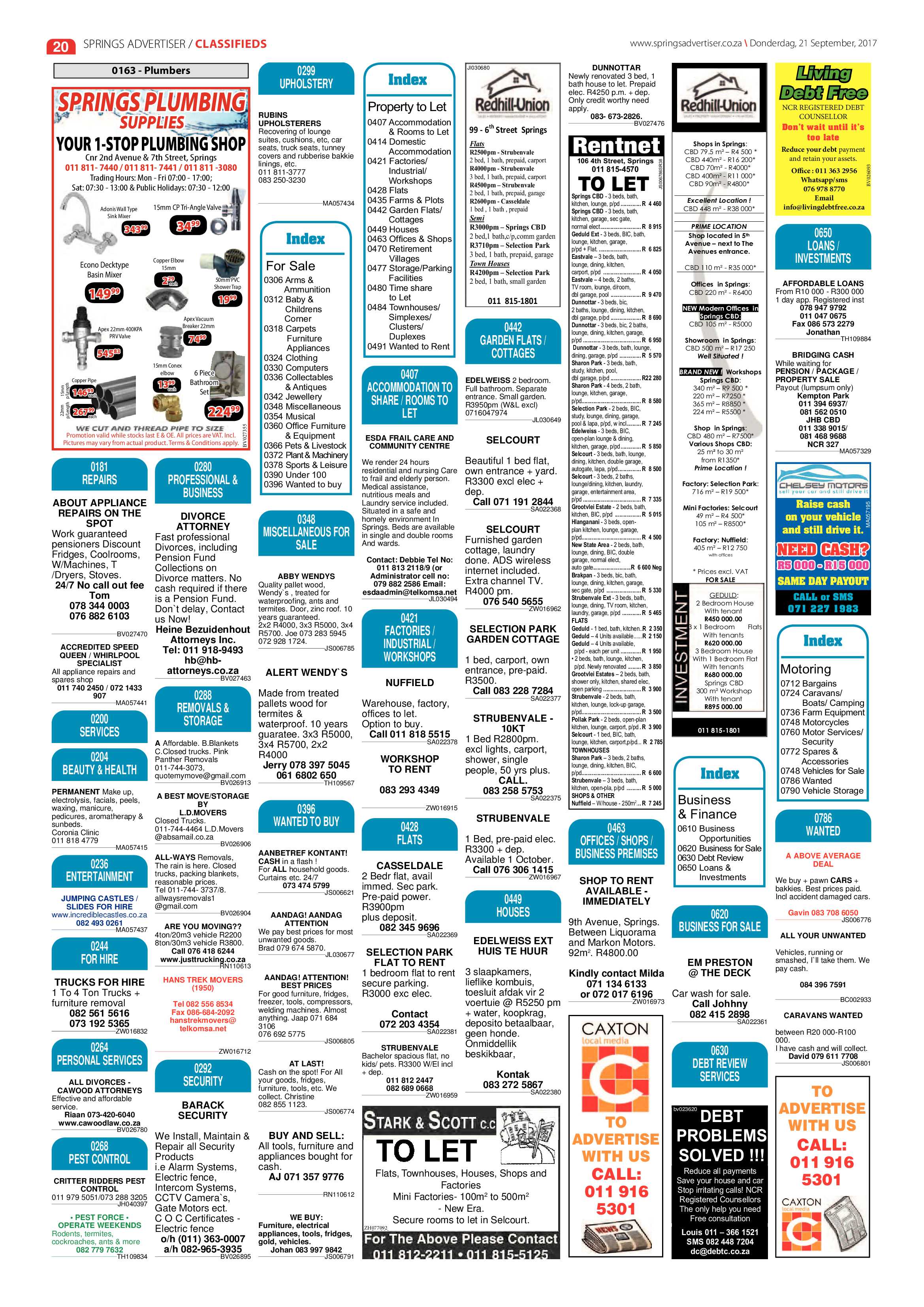 Springs Advertiser 21 September 2017 page 20