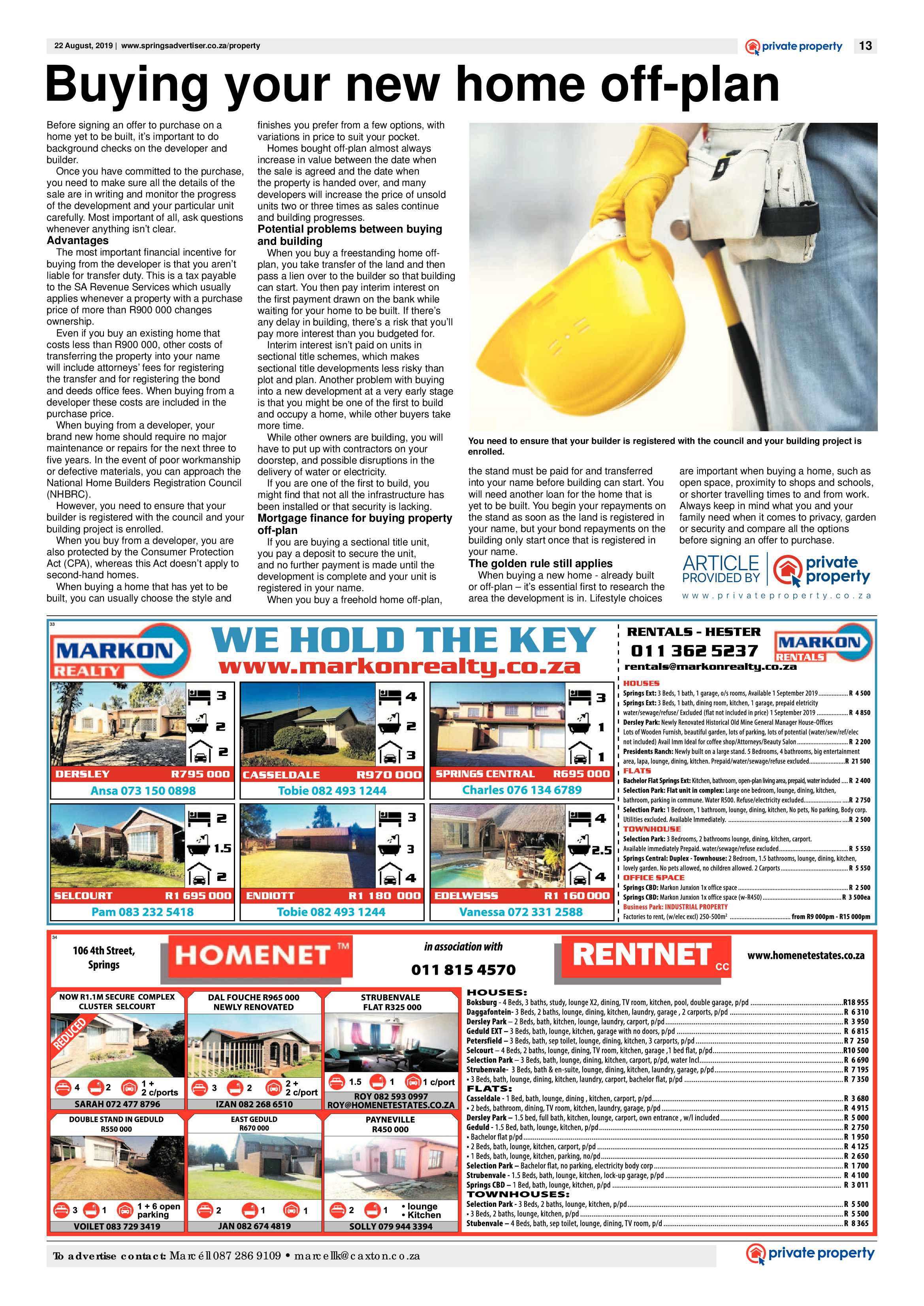 Springs Advertiser 22 August 2019 page 13