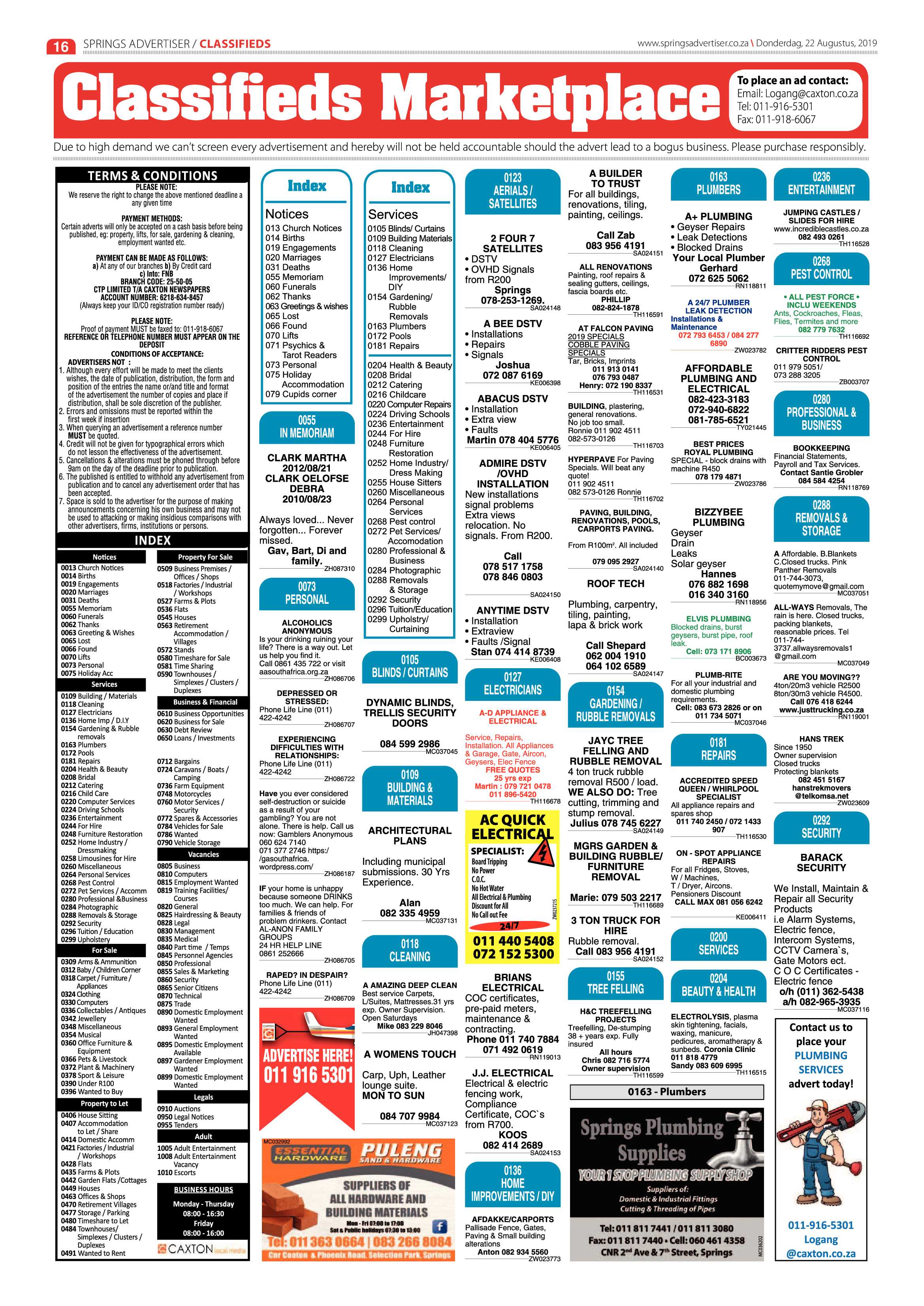 Springs Advertiser 22 August 2019 page 16