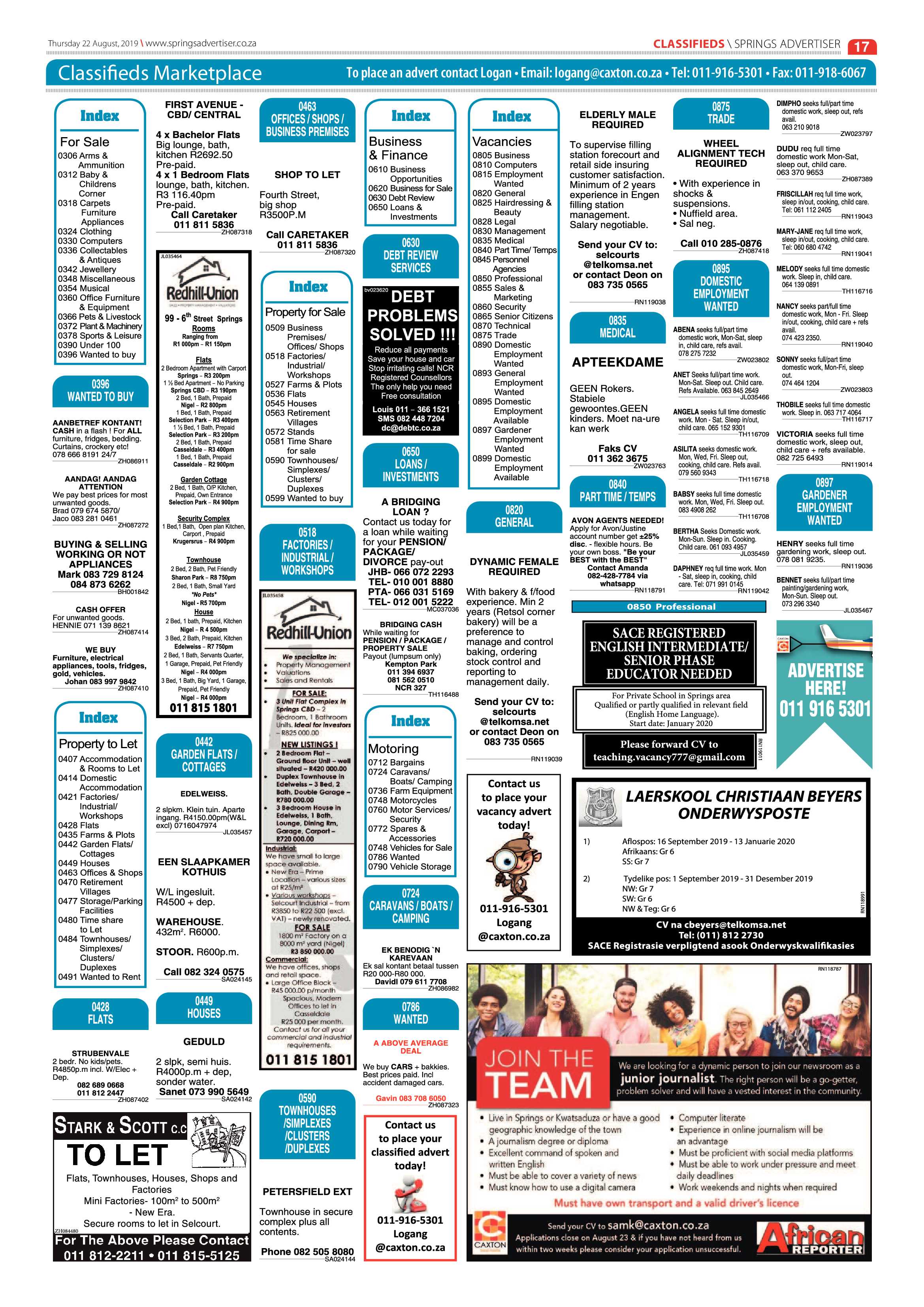 Springs Advertiser 22 August 2019 page 17