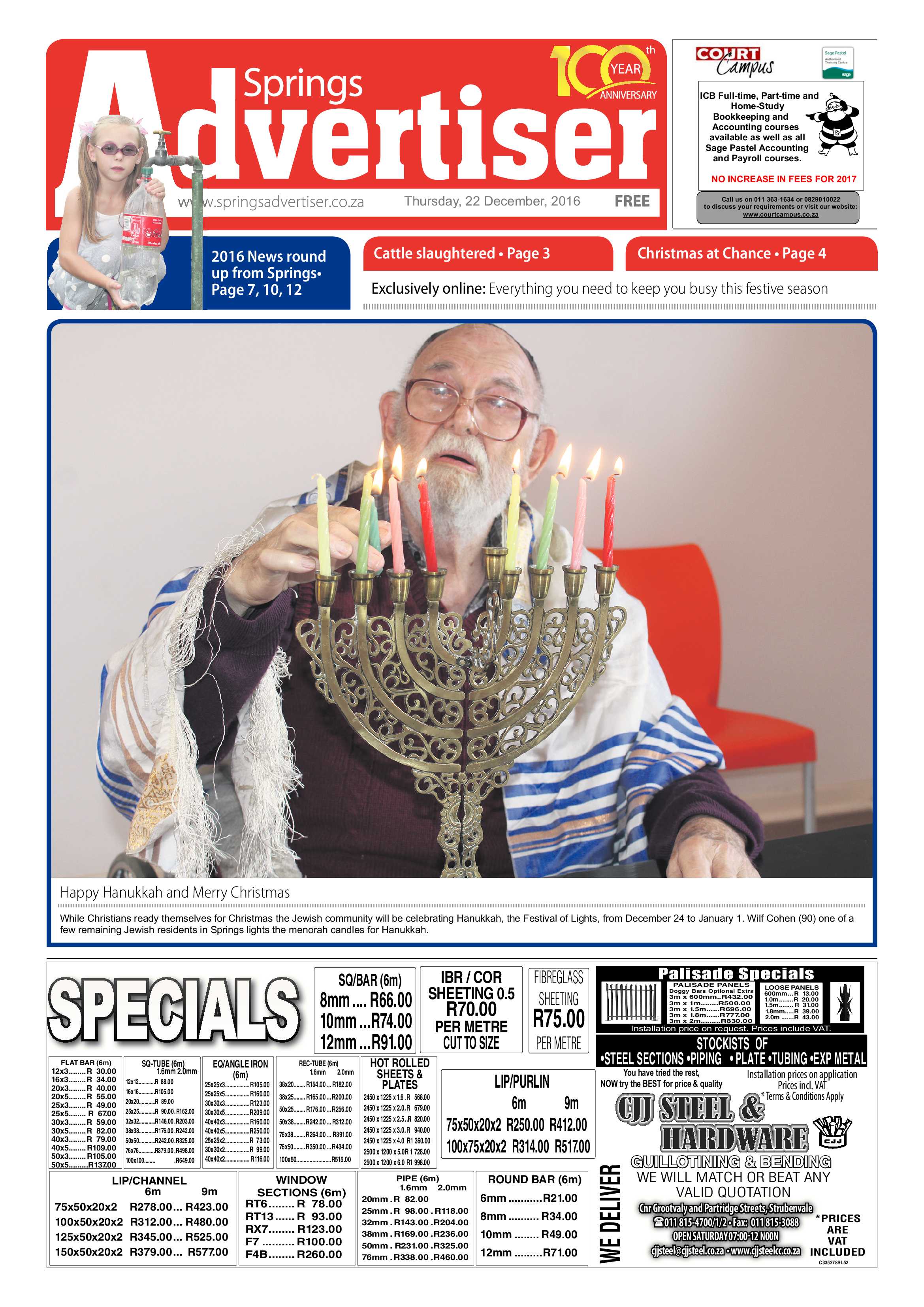 Springs Advertiser 22 December 2016 page 1