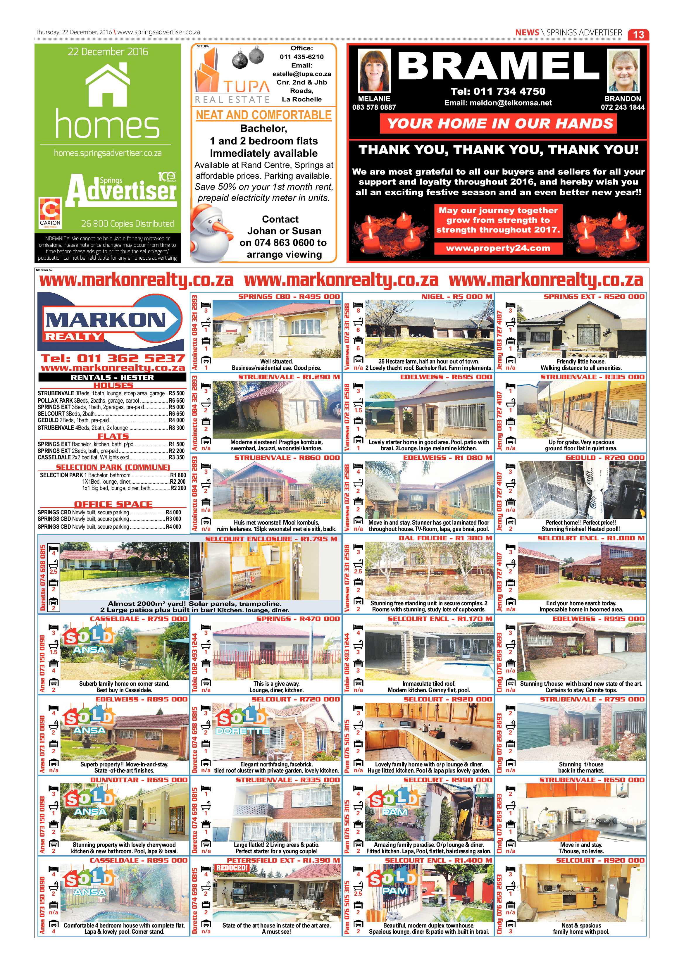 Springs Advertiser 22 December 2016 page 13