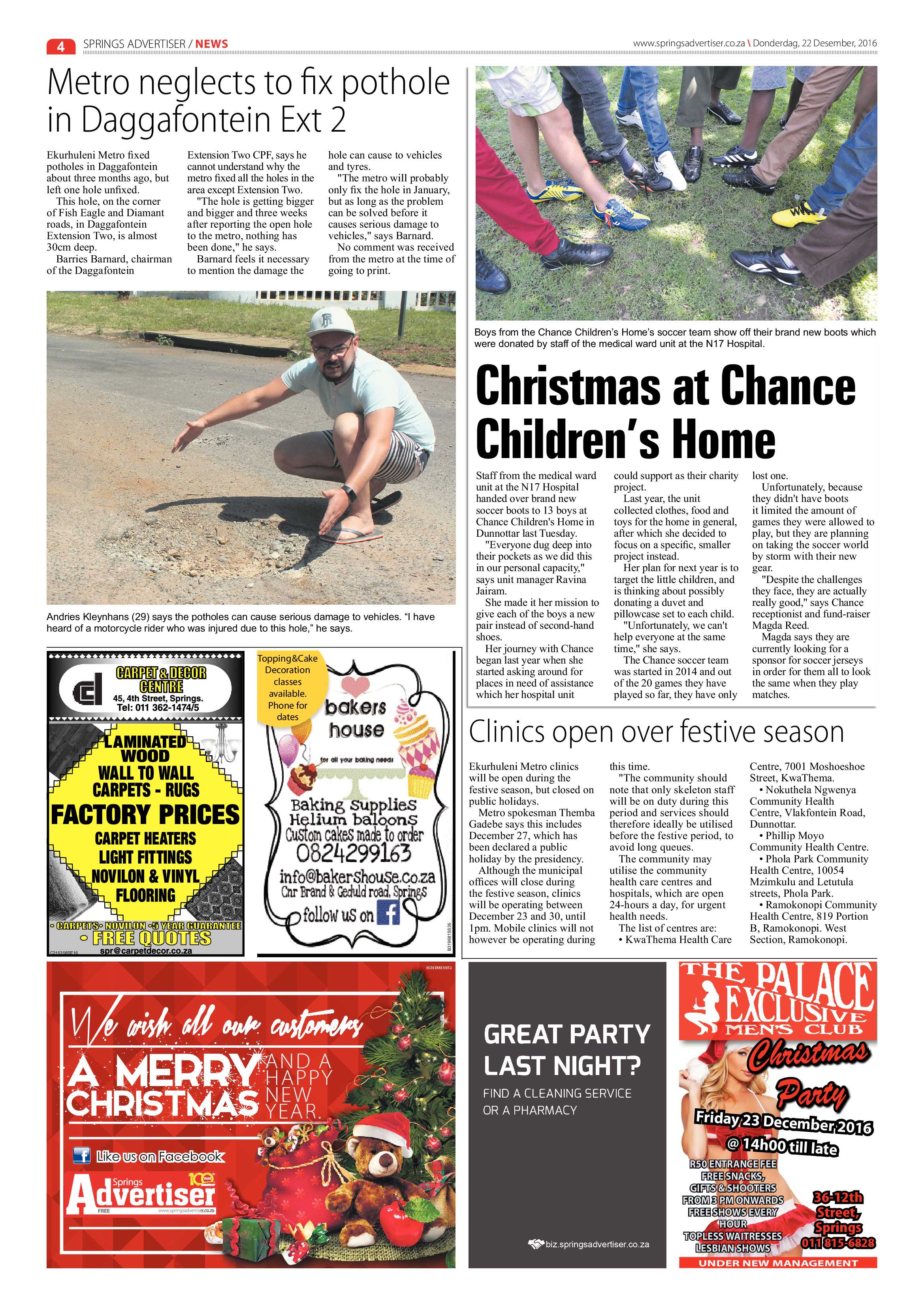 Springs Advertiser 22 December 2016 page 4
