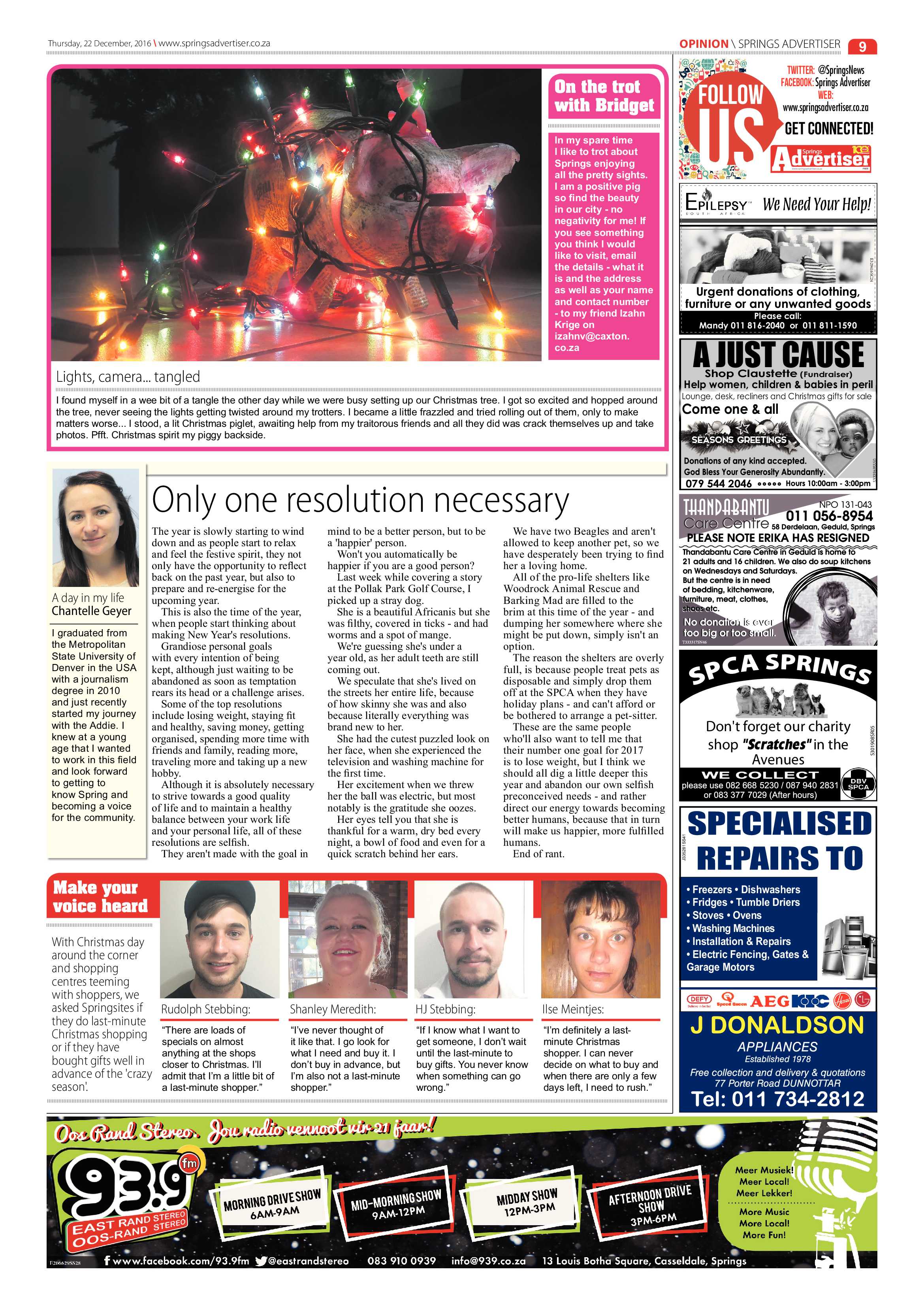 Springs Advertiser 22 December 2016 page 9