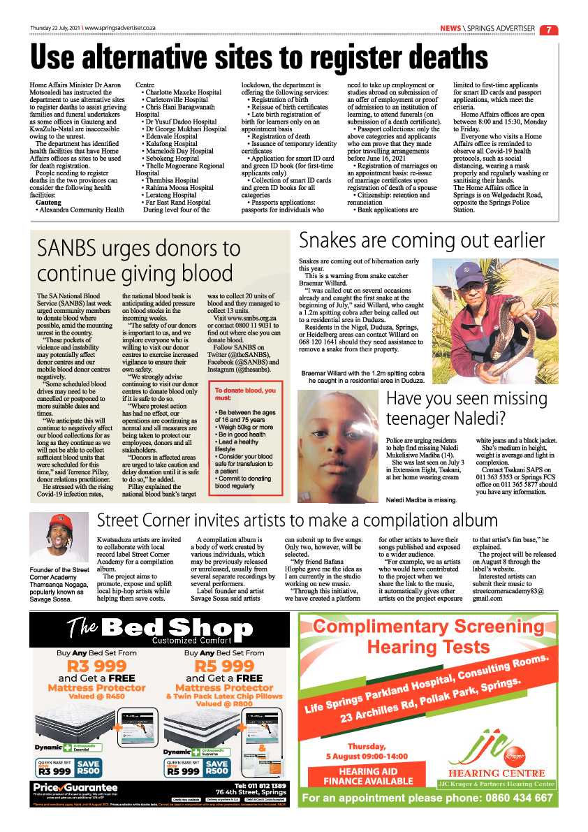 Springs Advertiser 22 July 2021 page 7
