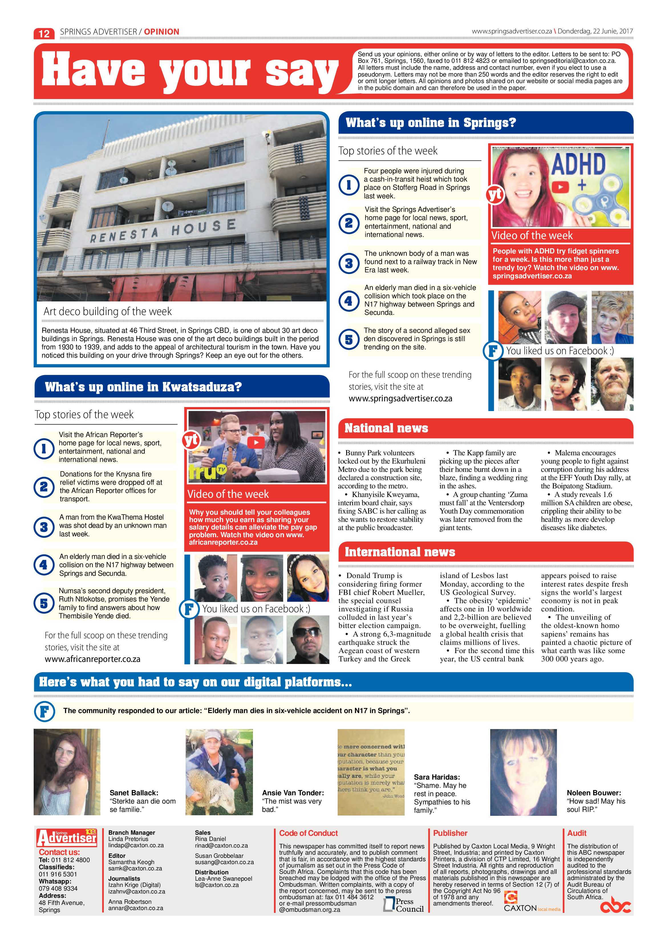 Springs Advertiser 22 June 2017 page 14