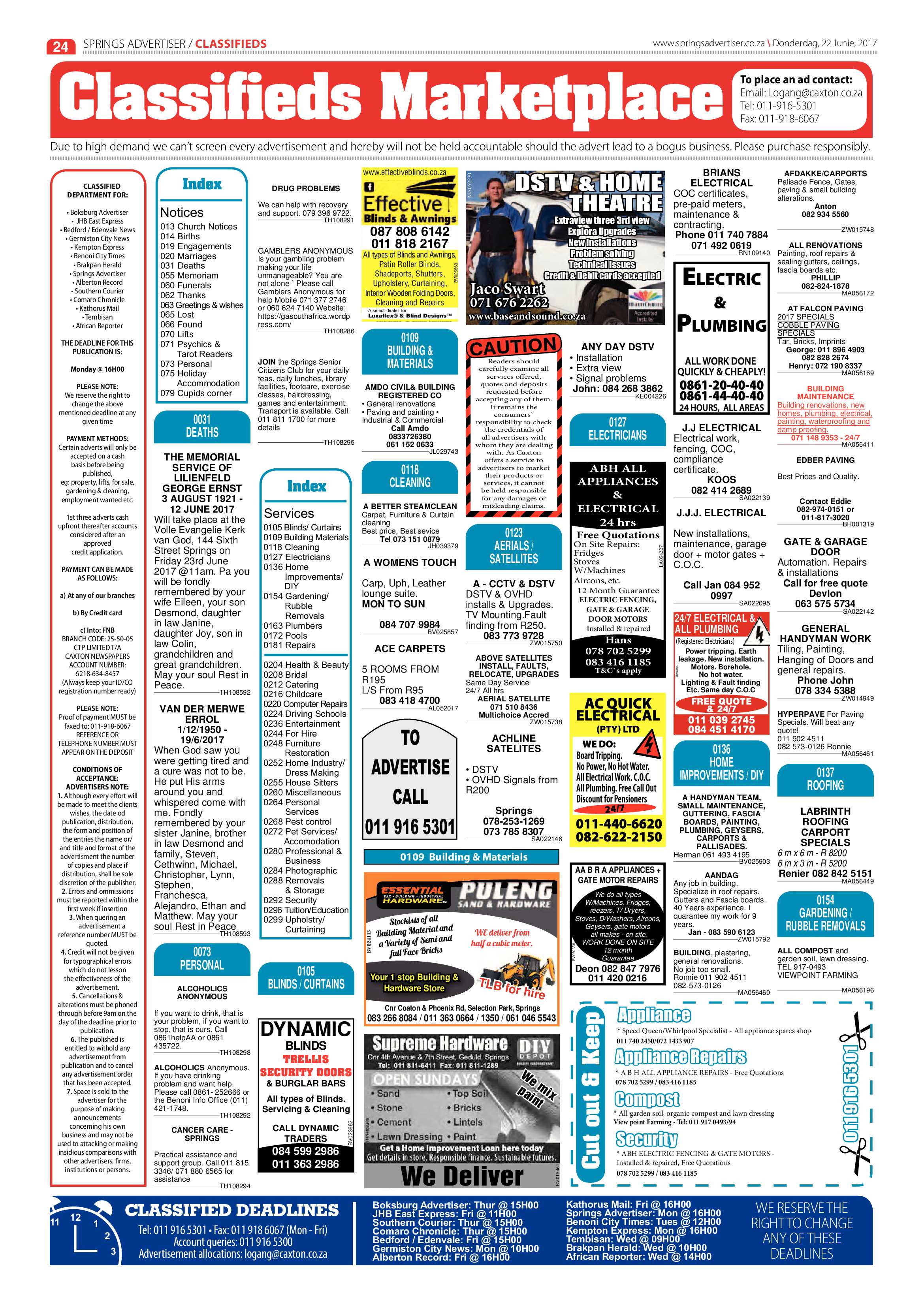 Springs Advertiser 22 June 2017 page 26