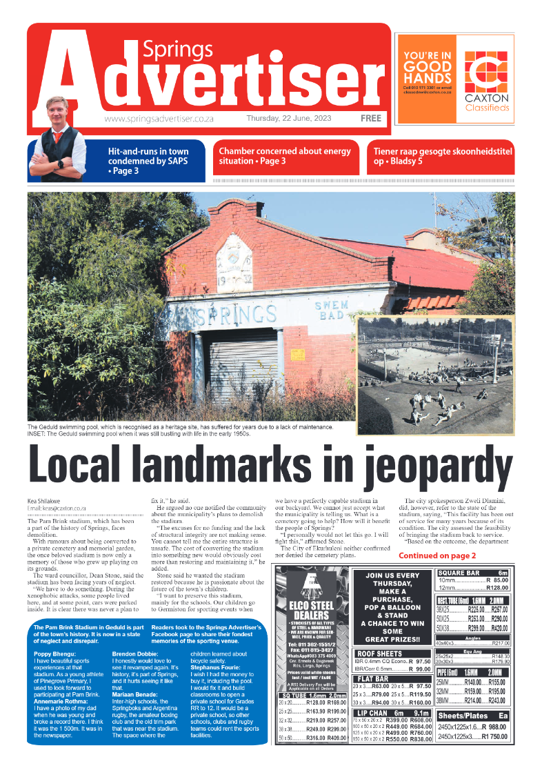 Springs Advertiser 22 June 2023 page 1