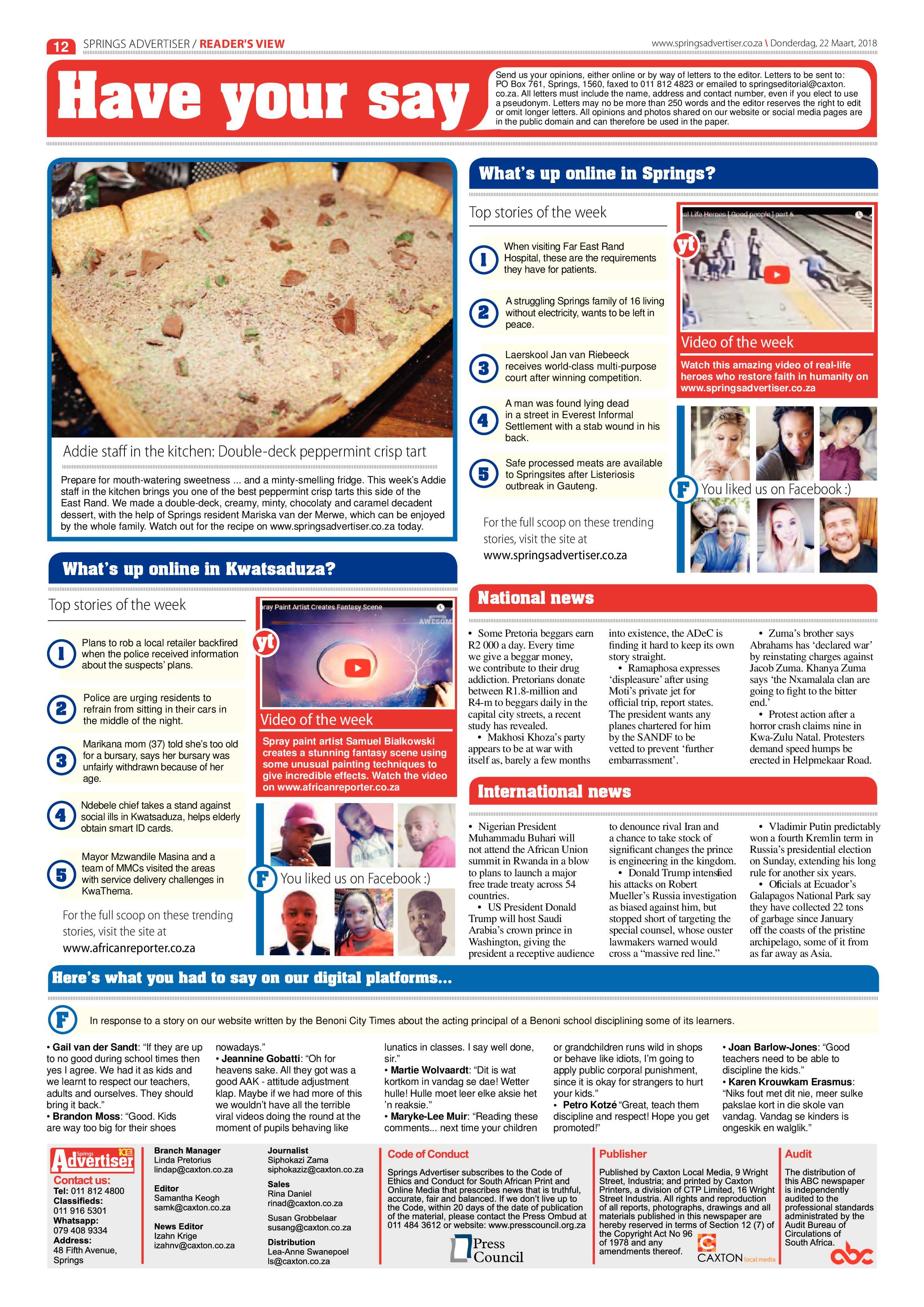 Springs Advertiser 22 March 2018 page 14
