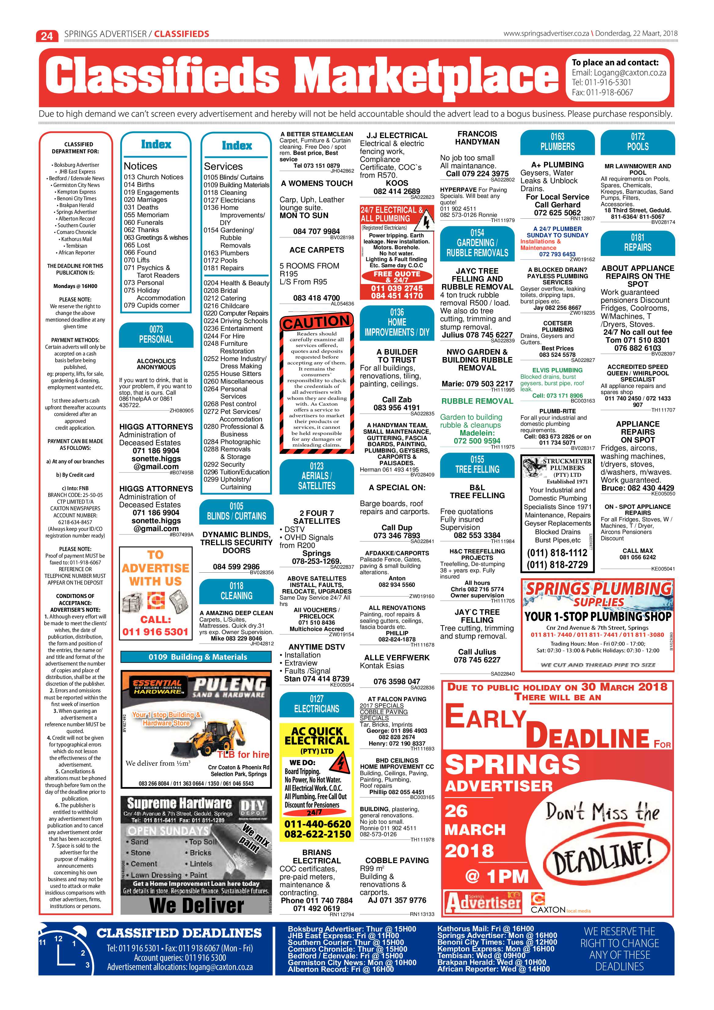 Springs Advertiser 22 March 2018 page 26