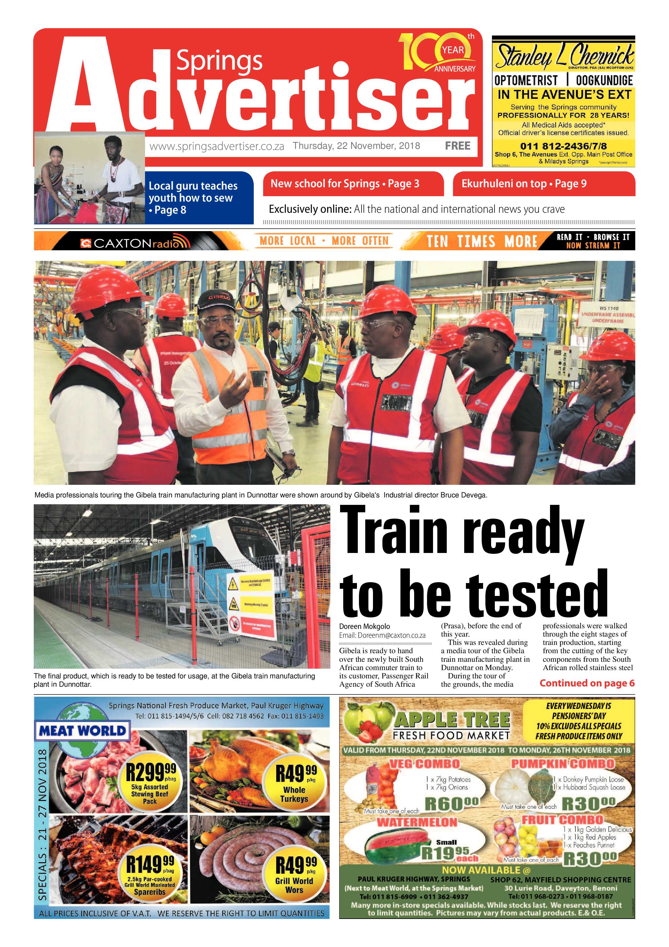 Springs Advertiser 22 November 2018 page 1