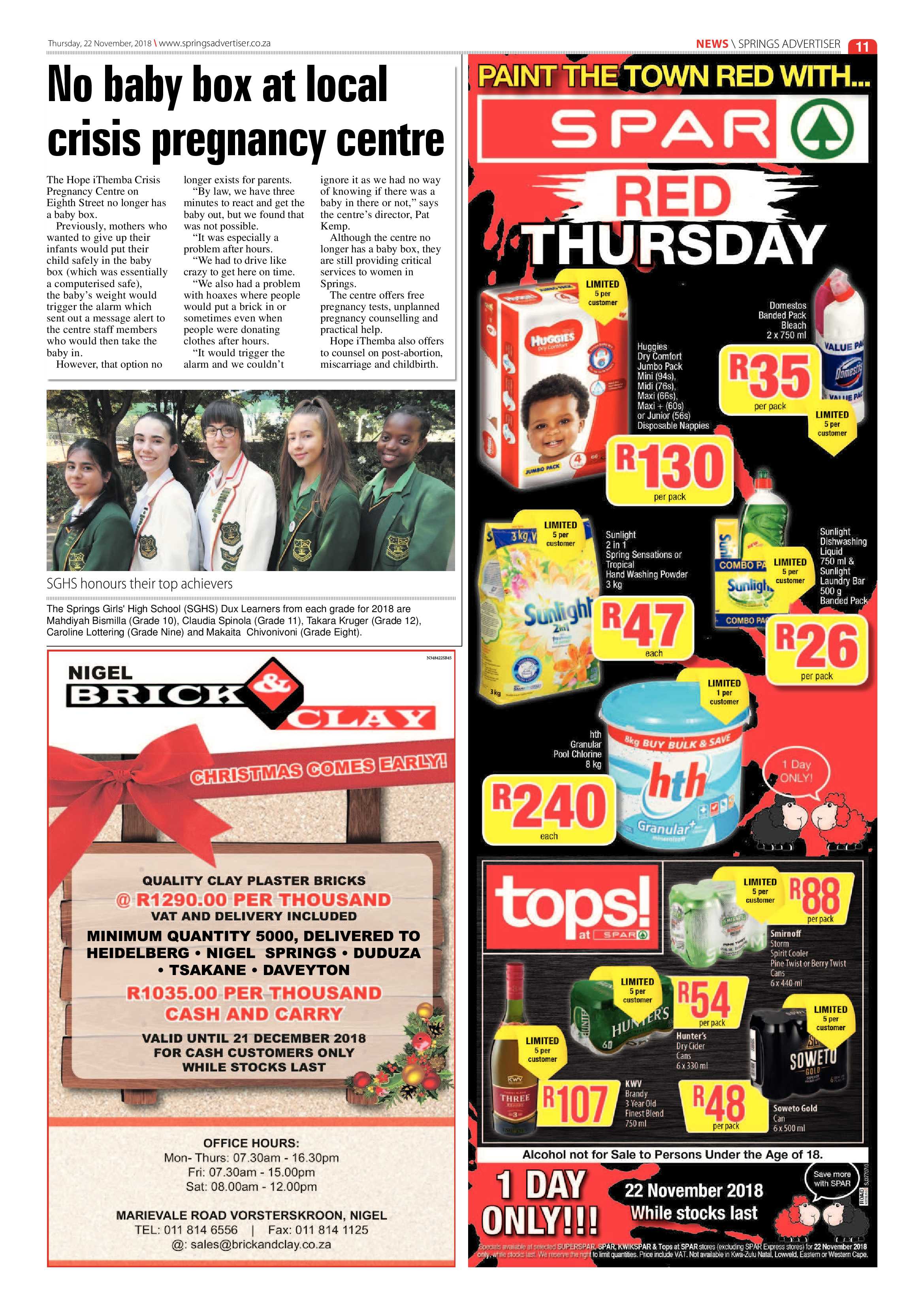Springs Advertiser 22 November 2018 page 11