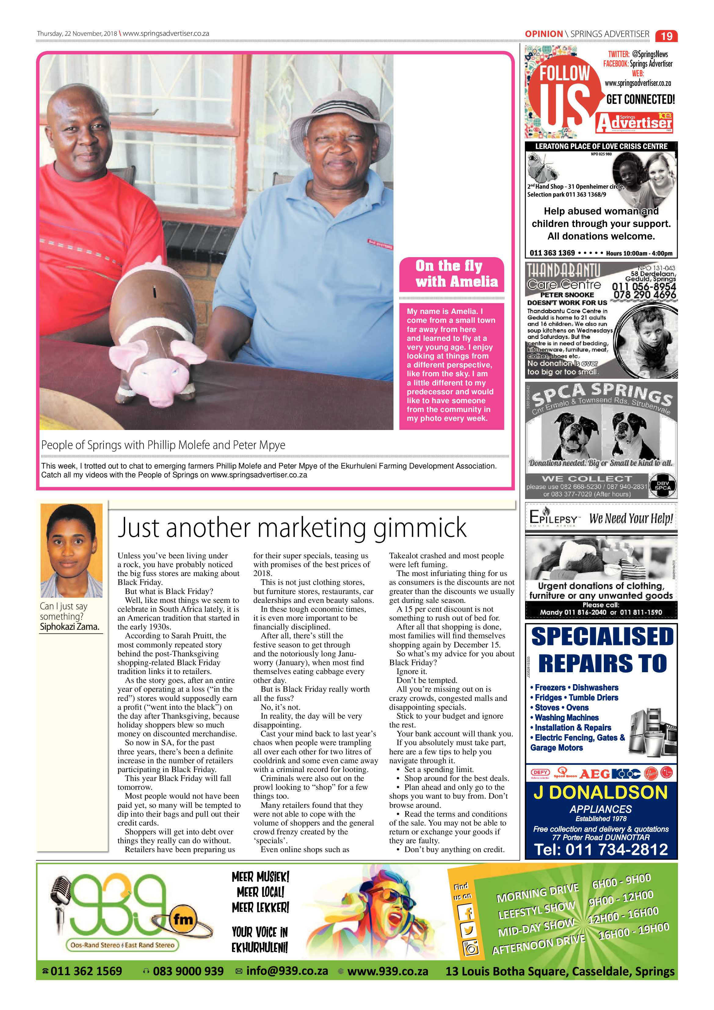Springs Advertiser 22 November 2018 page 19