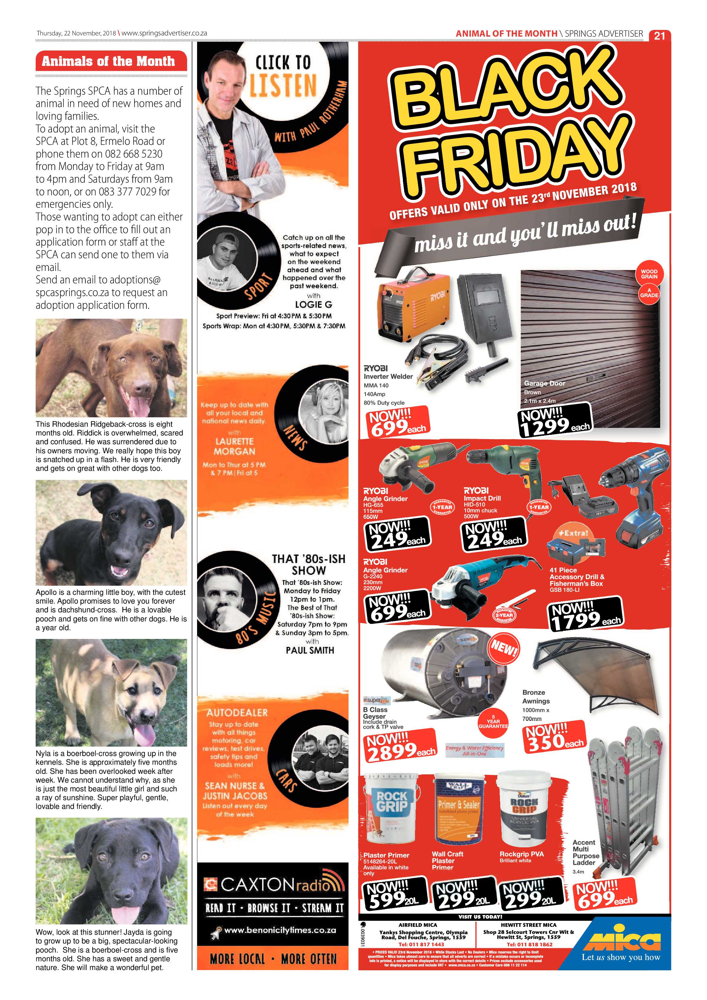 Springs Advertiser 22 November 2018 page 21