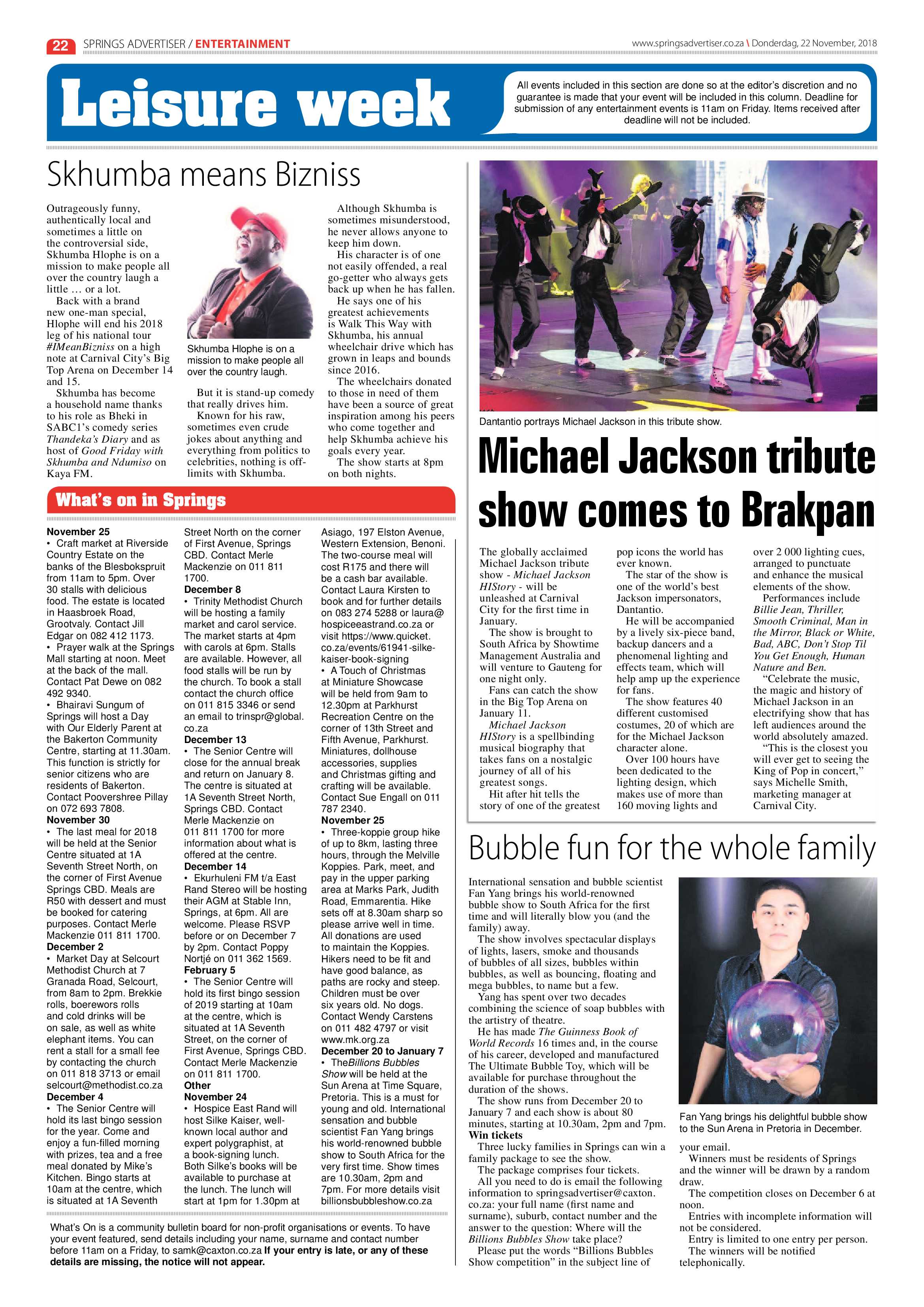 Springs Advertiser 22 November 2018 page 22
