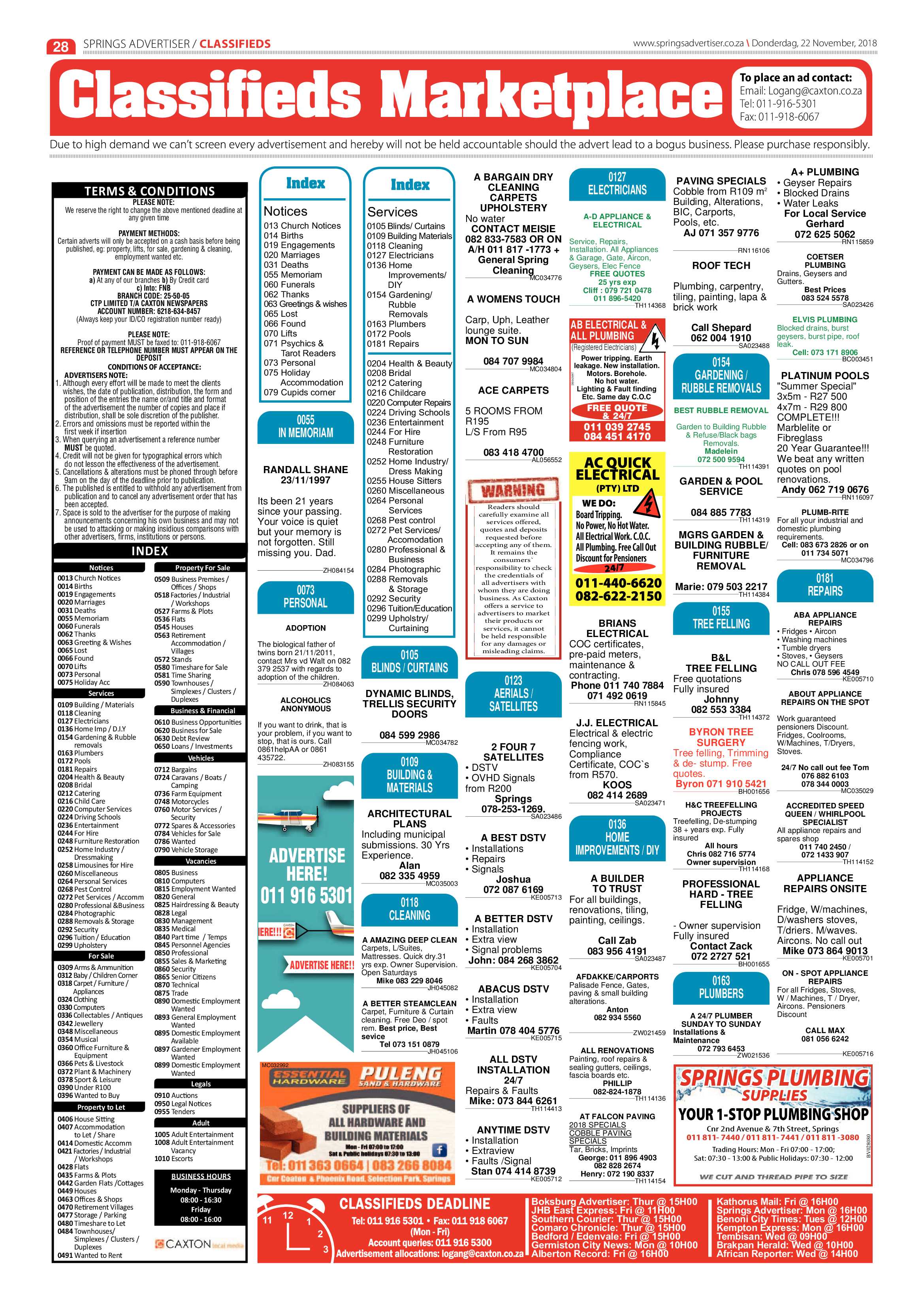Springs Advertiser 22 November 2018 page 28