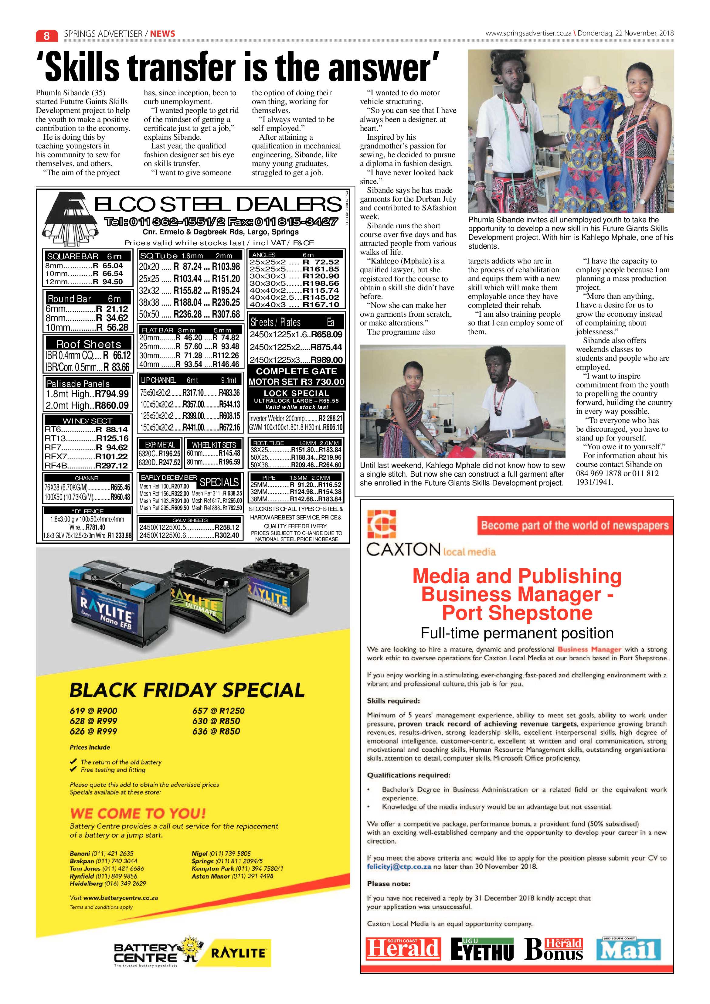 Springs Advertiser 22 November 2018 page 8