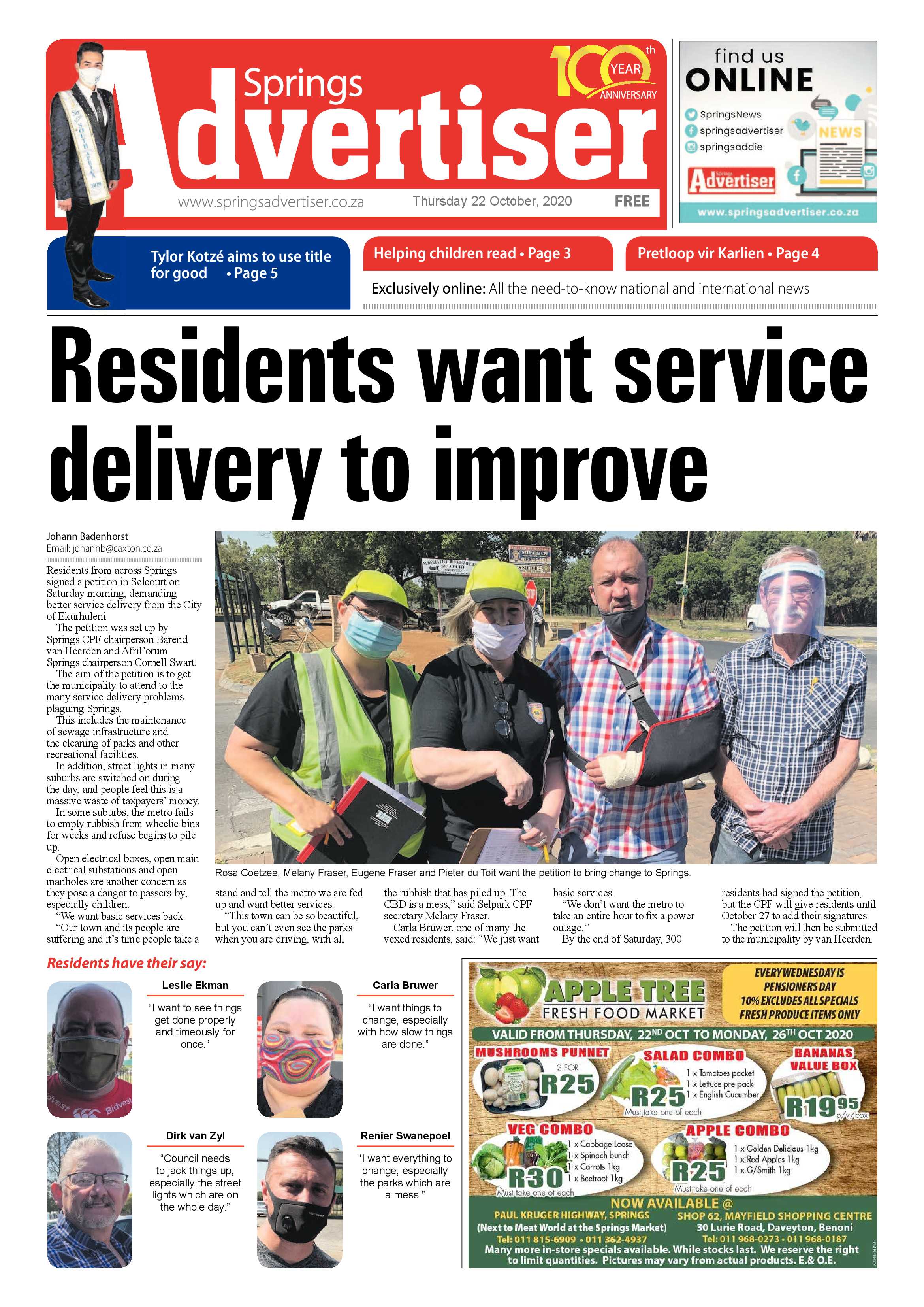 Springs Advertiser 22 October 2020 page 1