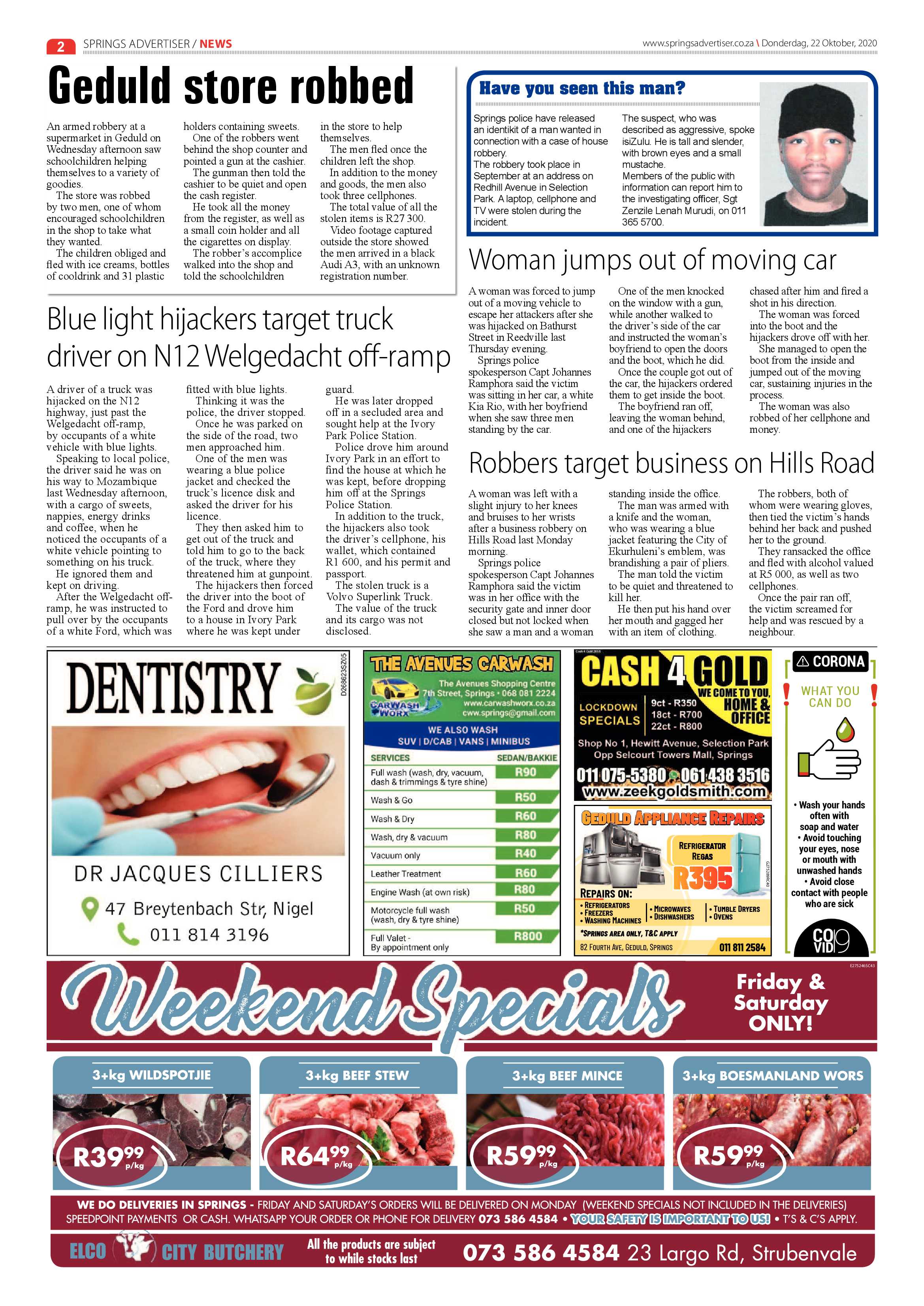 Springs Advertiser 22 October 2020 page 2