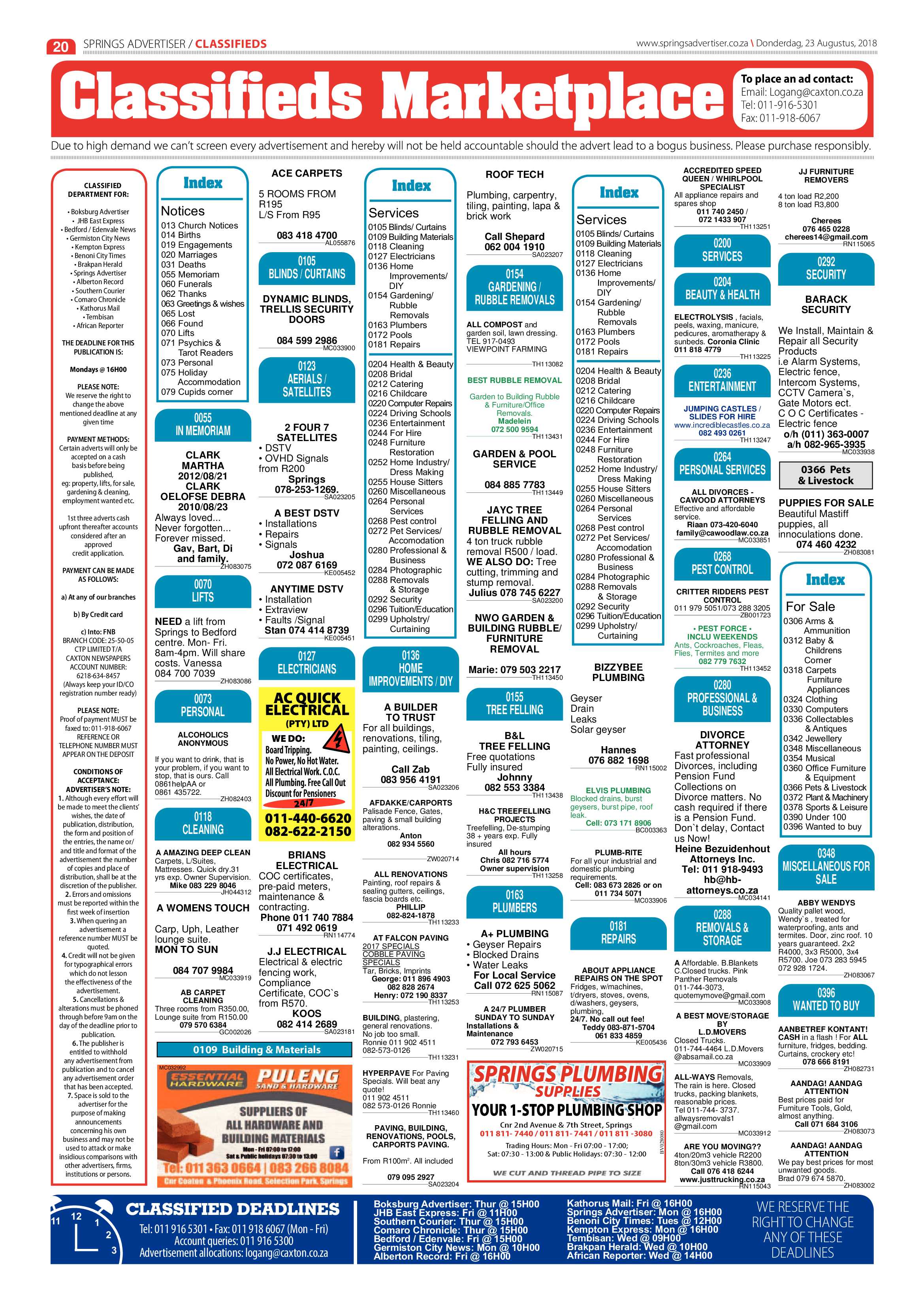 Springs Advertiser 23 August 2018 page 20