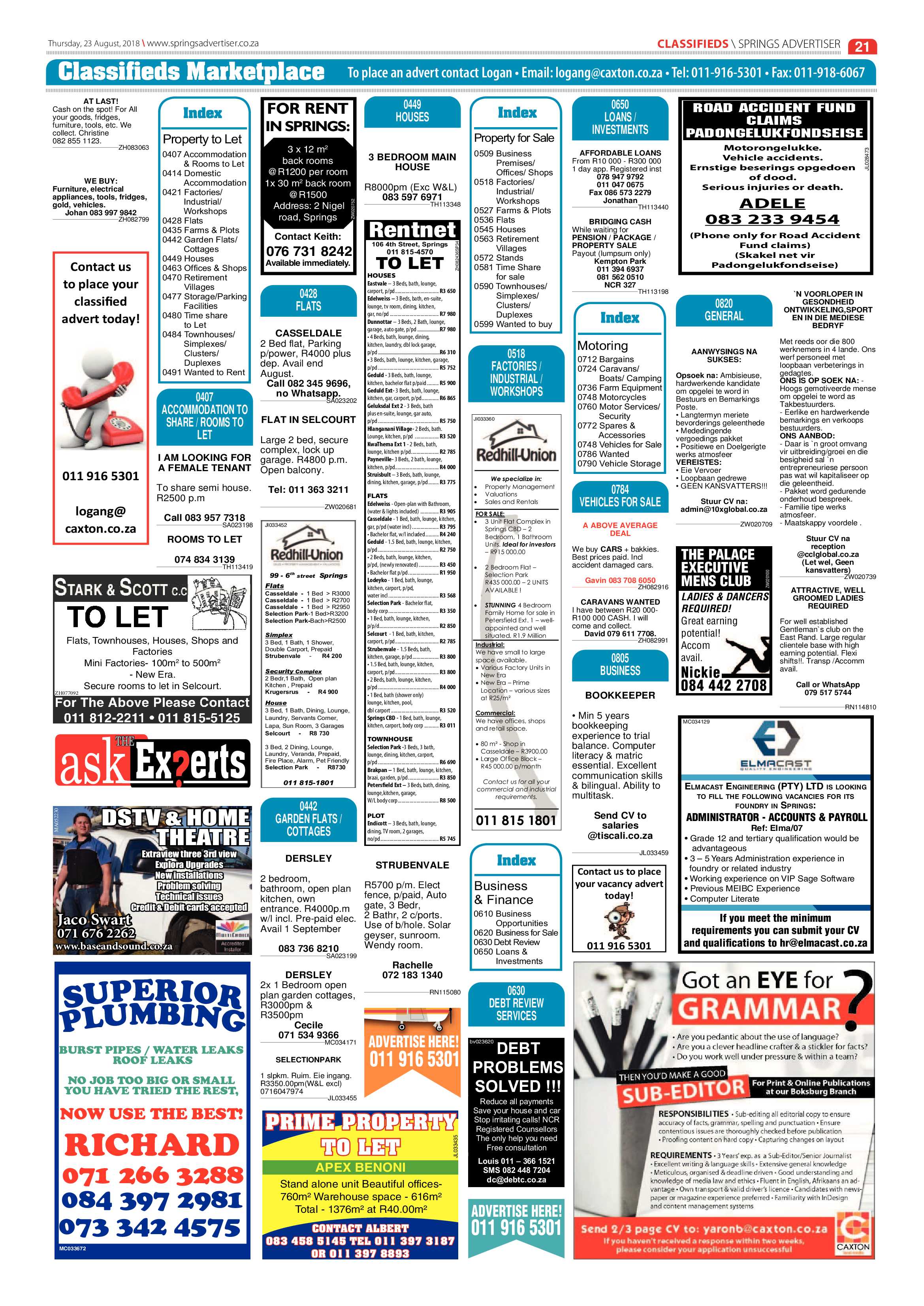 Springs Advertiser 23 August 2018 page 21