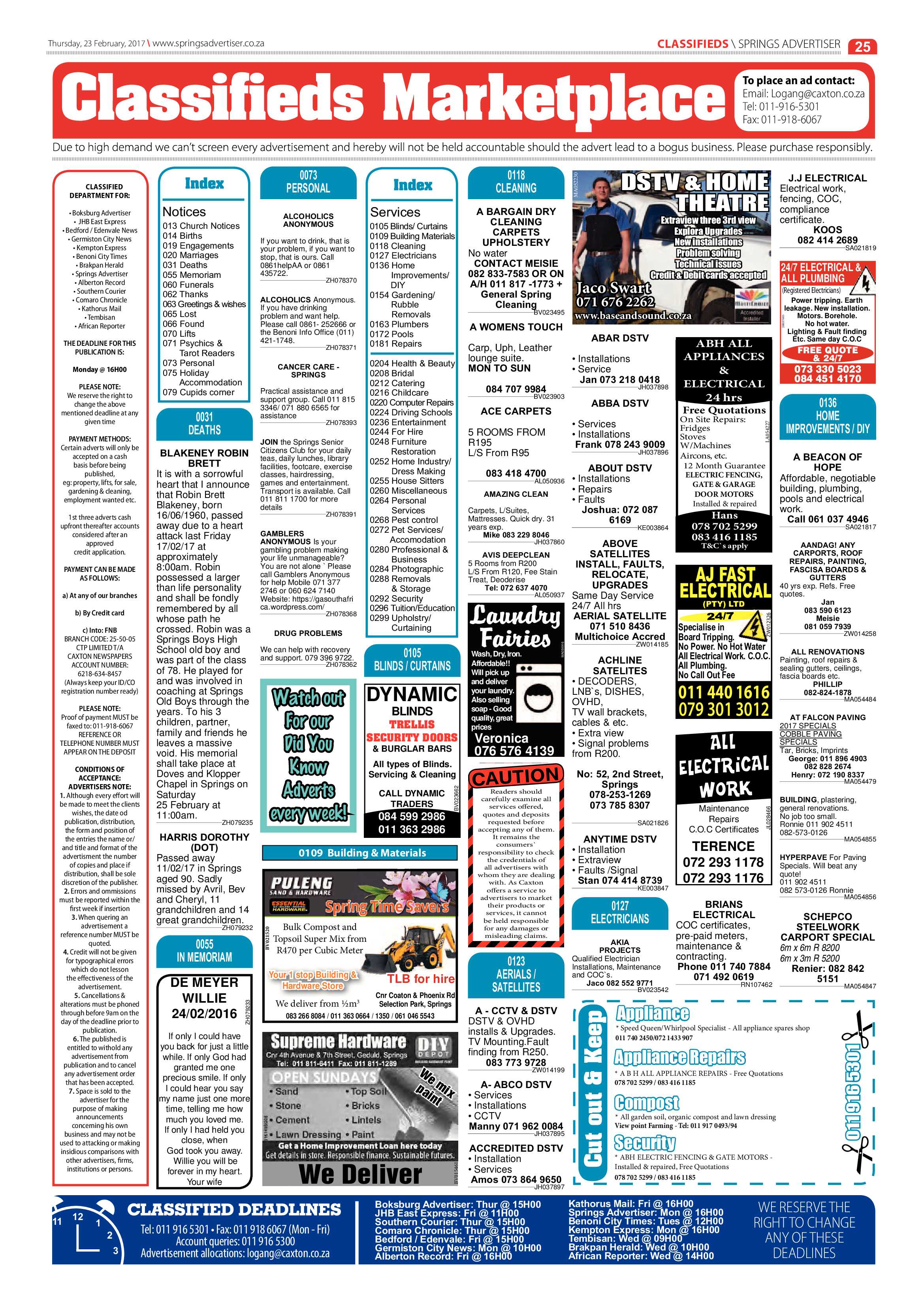 Springs Advertiser 23 February 2017 page 25