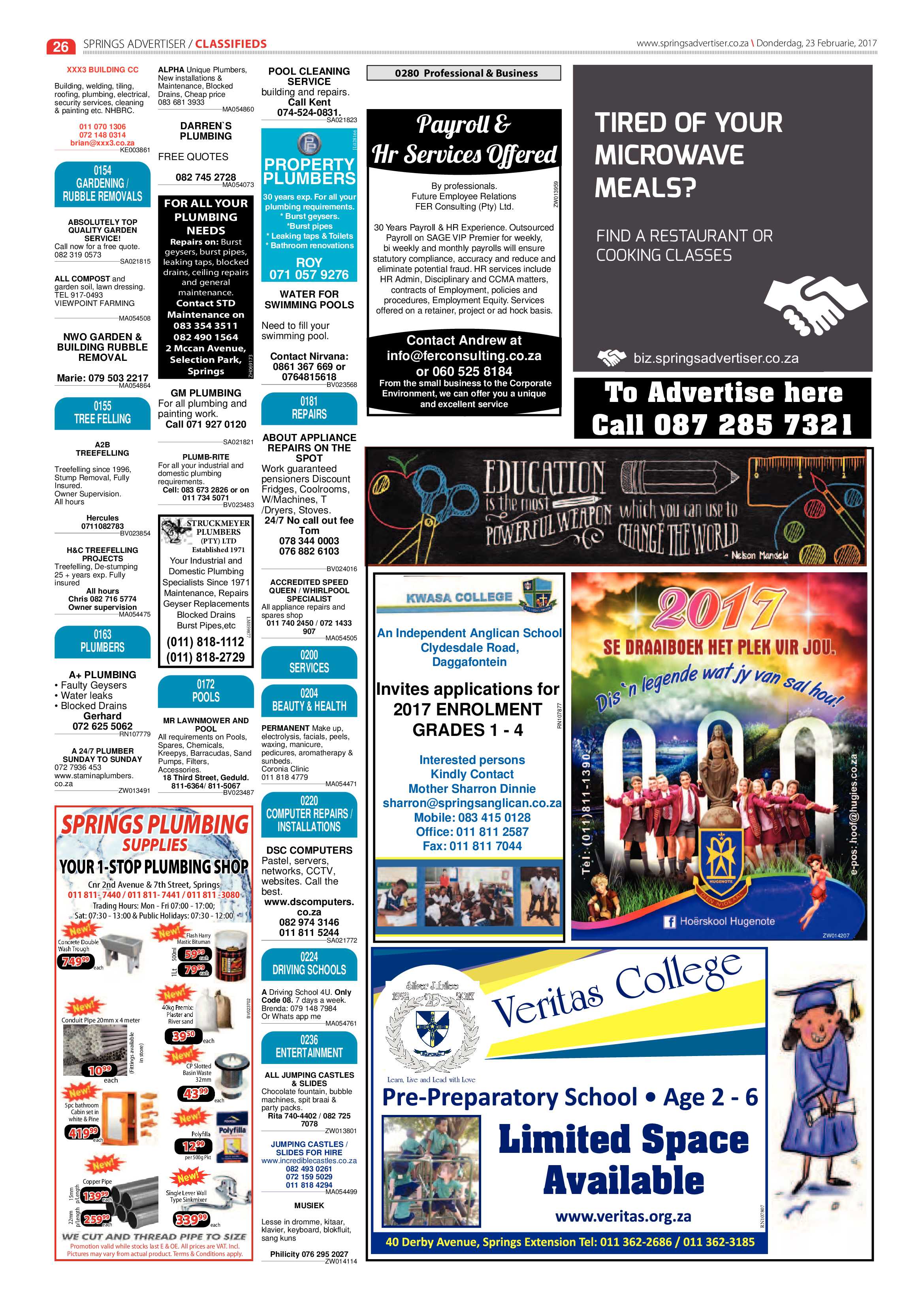 Springs Advertiser 23 February 2017 page 26