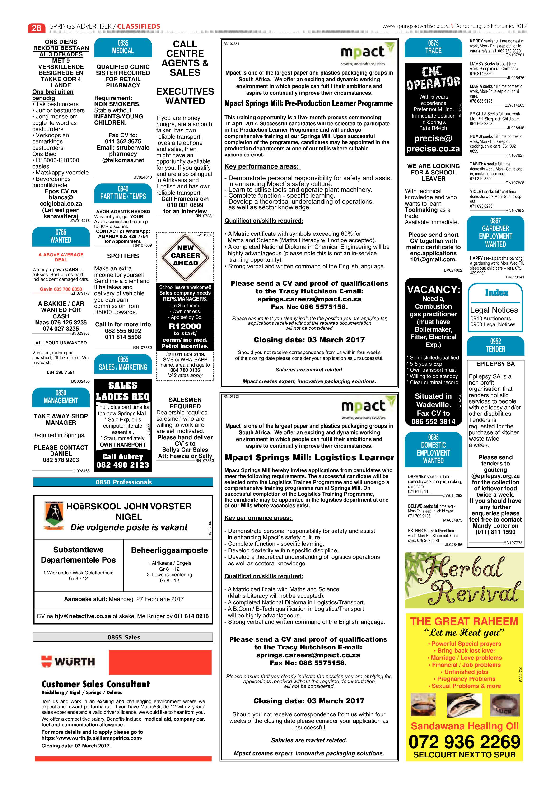 Springs Advertiser 23 February 2017 page 28
