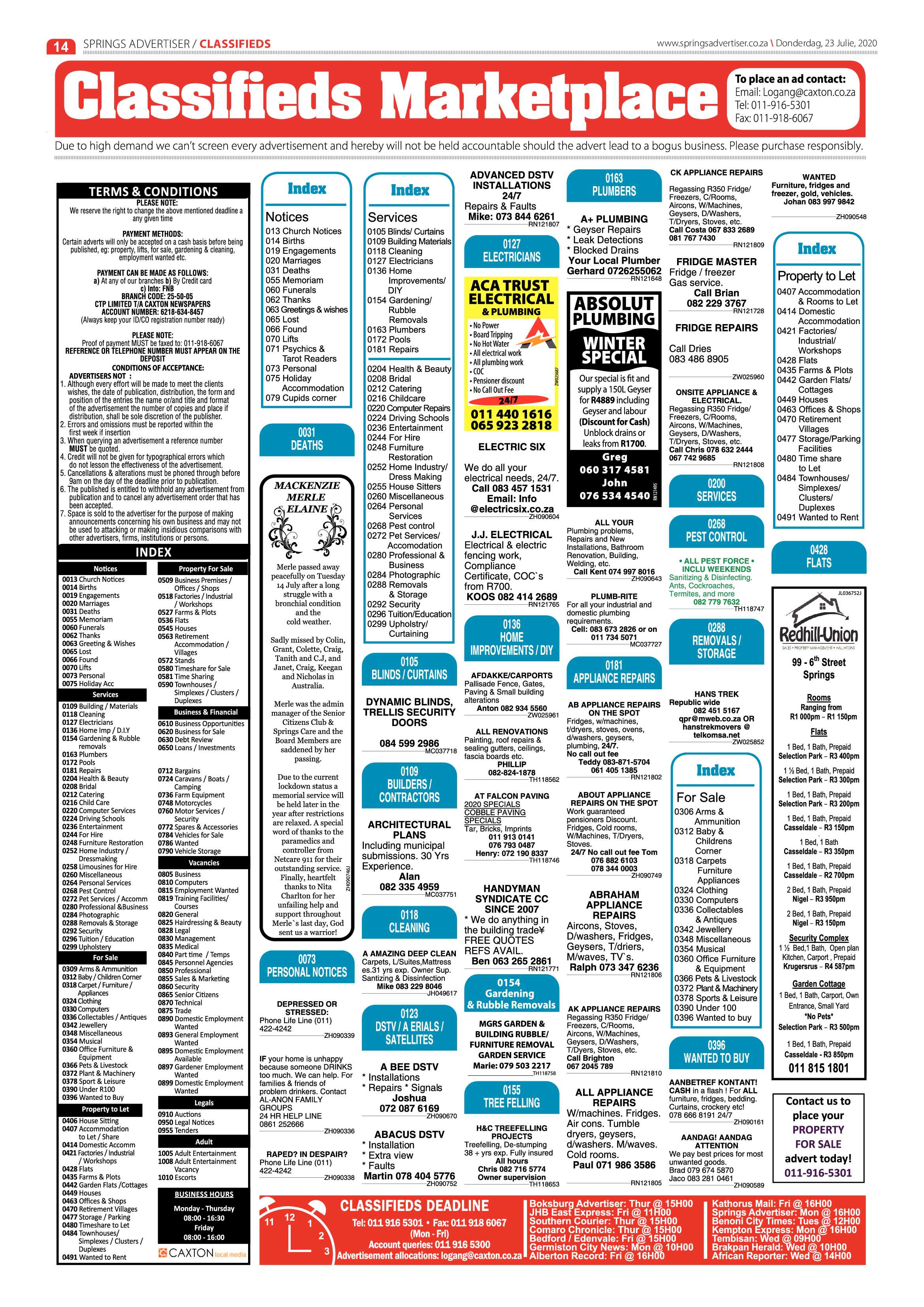 Springs Advertiser 23 July 2020 page 14