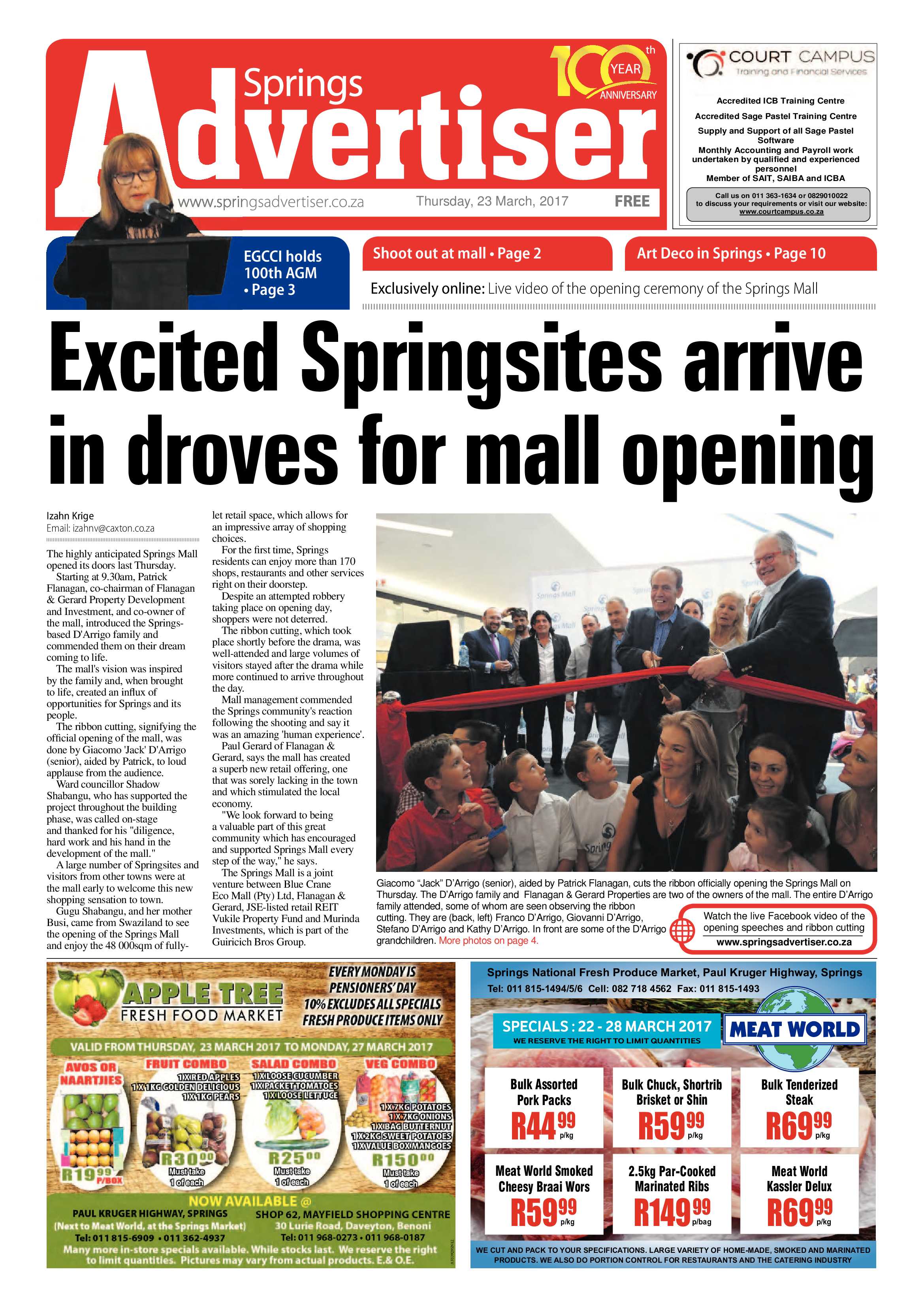 Springs Advertiser 23 March 2017 page 1