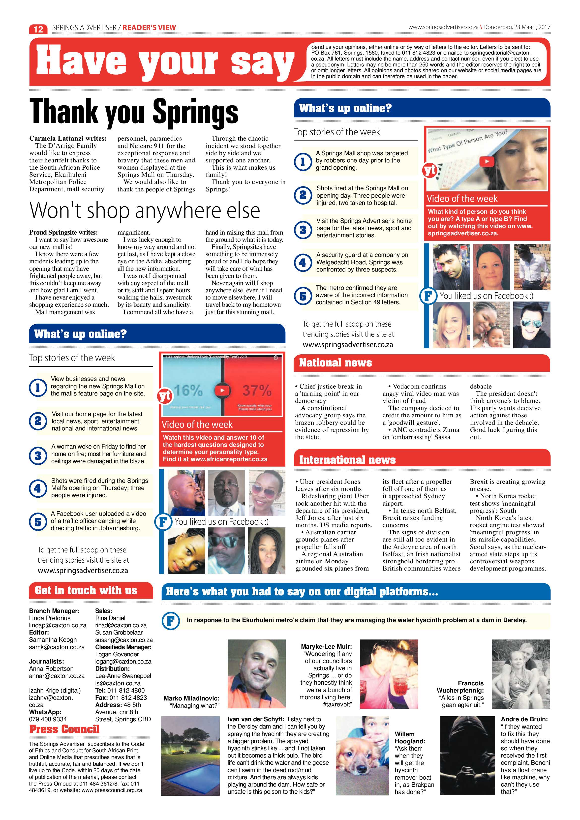 Springs Advertiser 23 March 2017 page 12