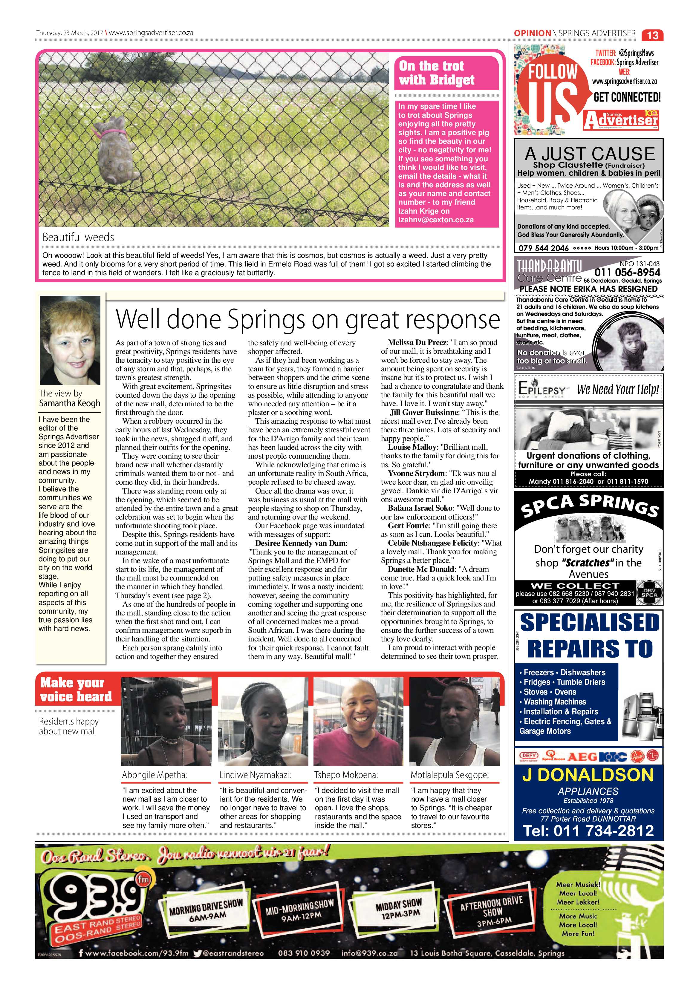 Springs Advertiser 23 March 2017 page 13