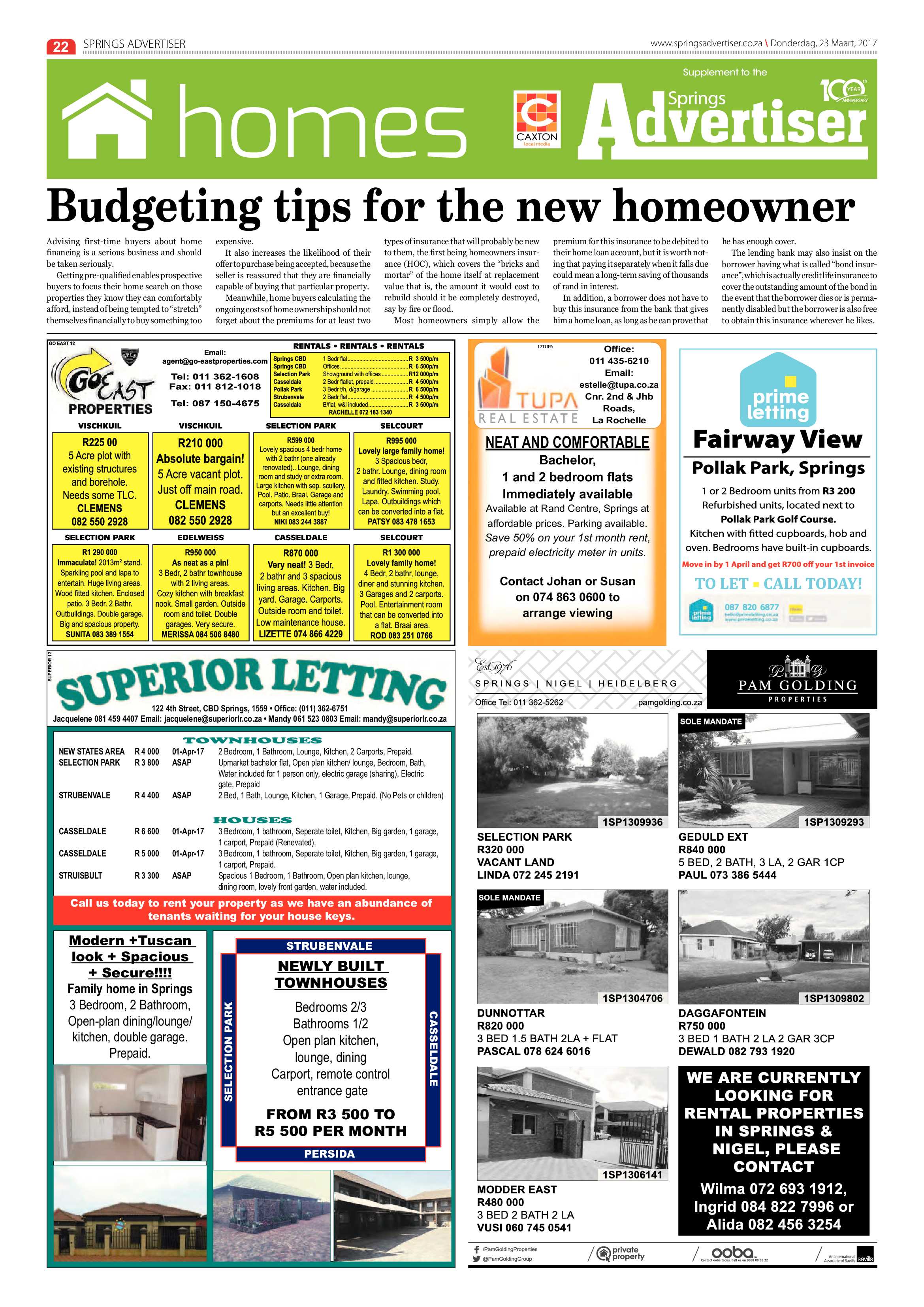 Springs Advertiser 23 March 2017 page 22