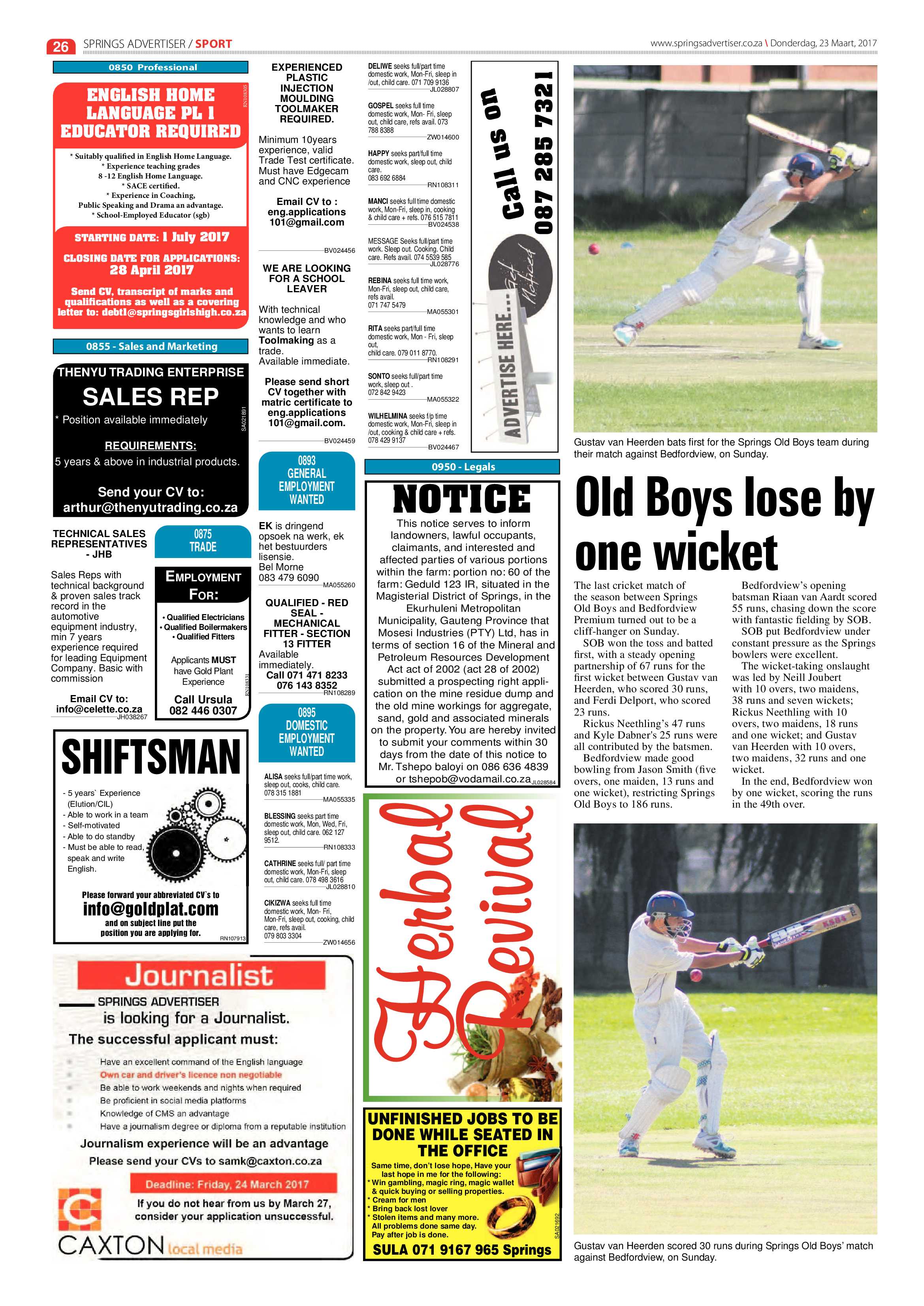 Springs Advertiser 23 March 2017 page 26