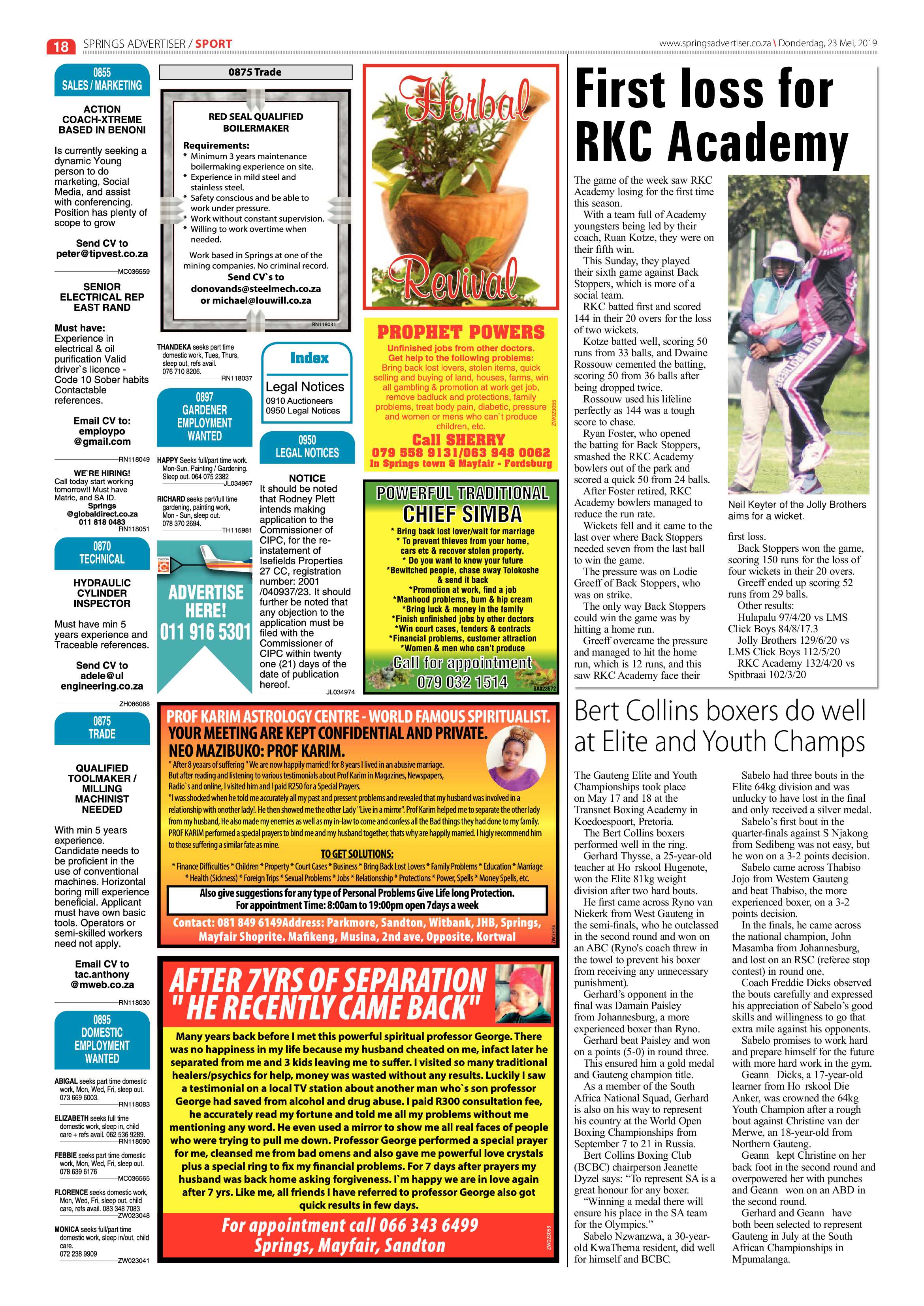 Springs Advertiser 23 May 2019 page 18