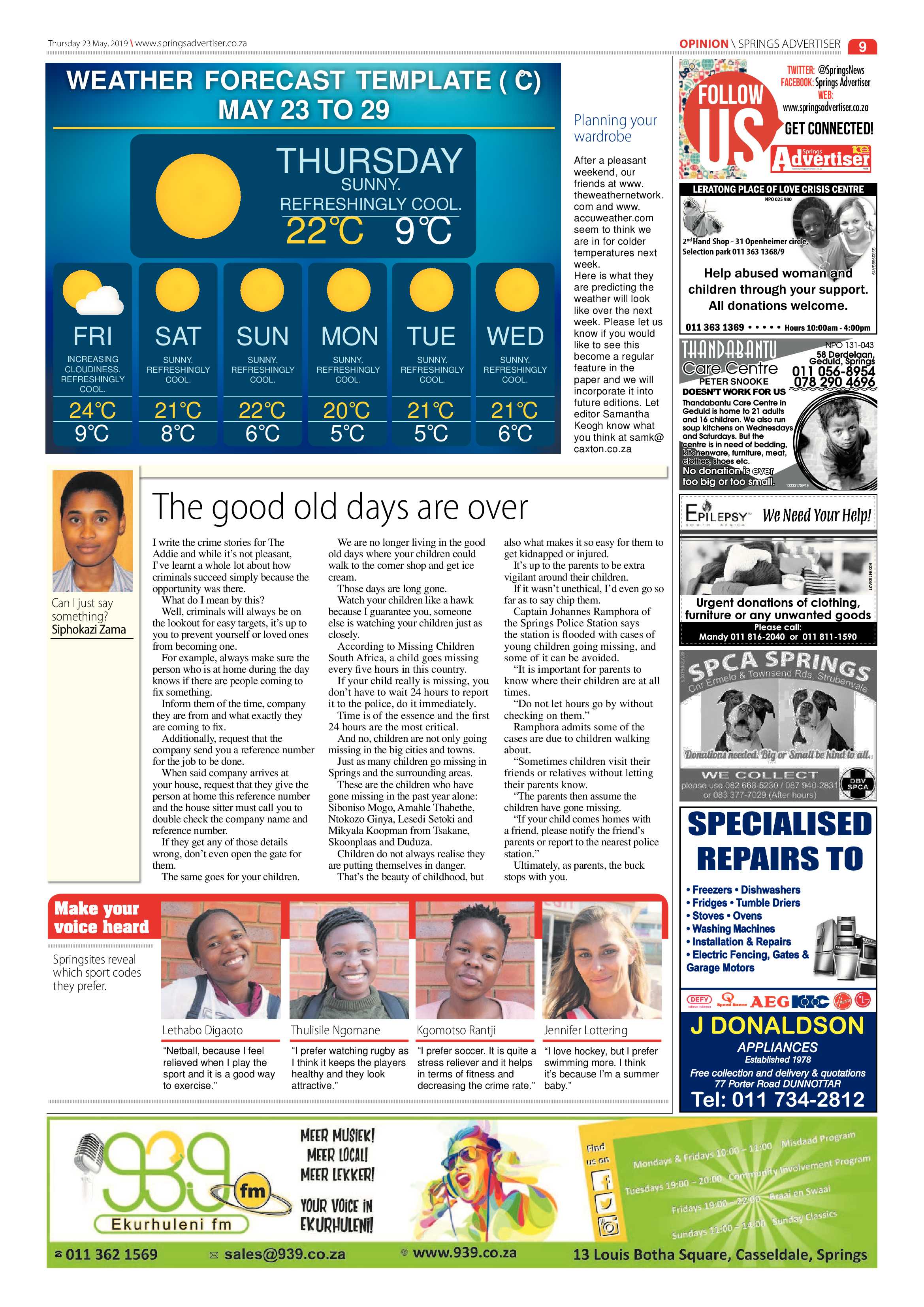 Springs Advertiser 23 May 2019 page 9