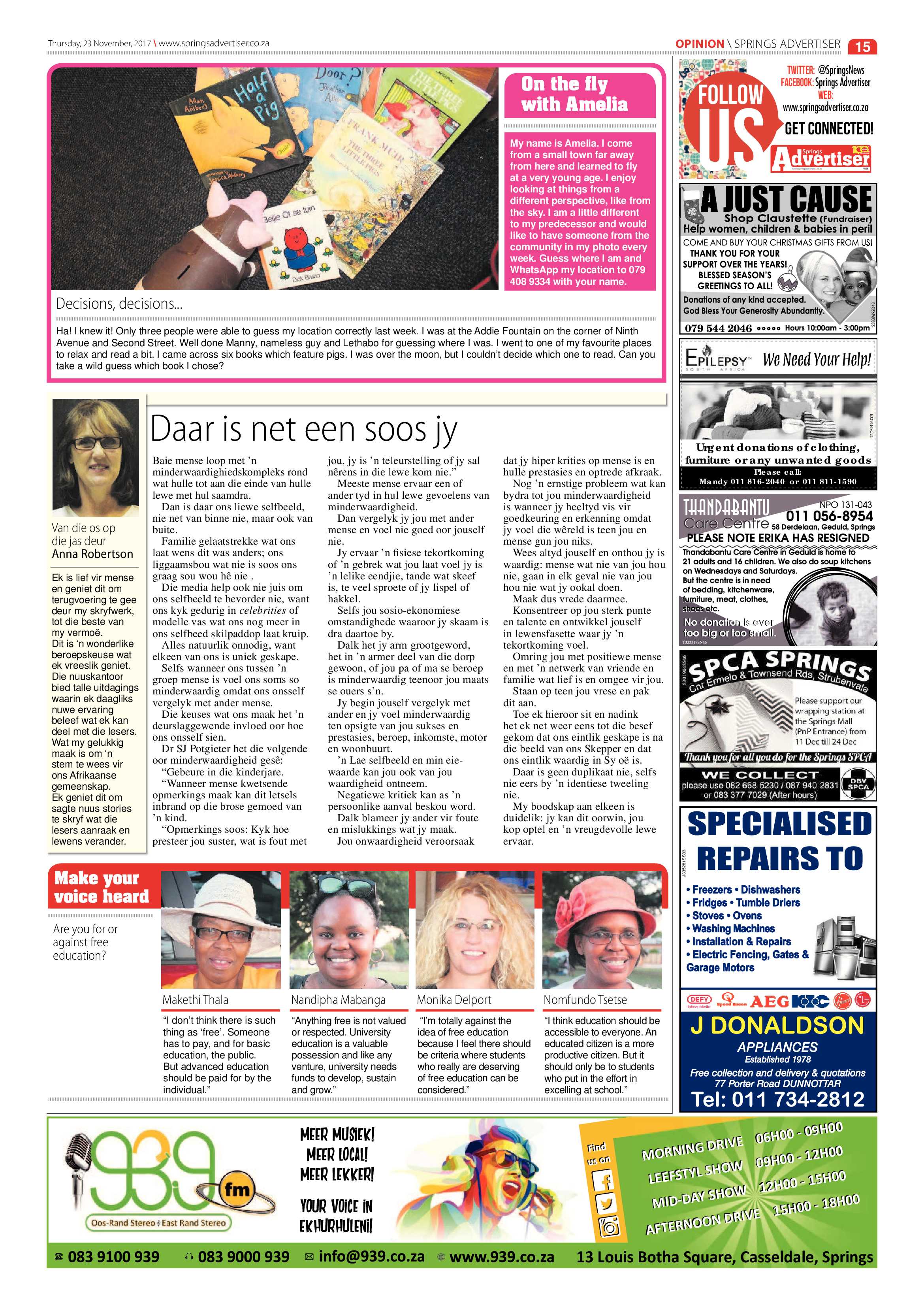 Springs Advertiser 23 November 2017 page 15