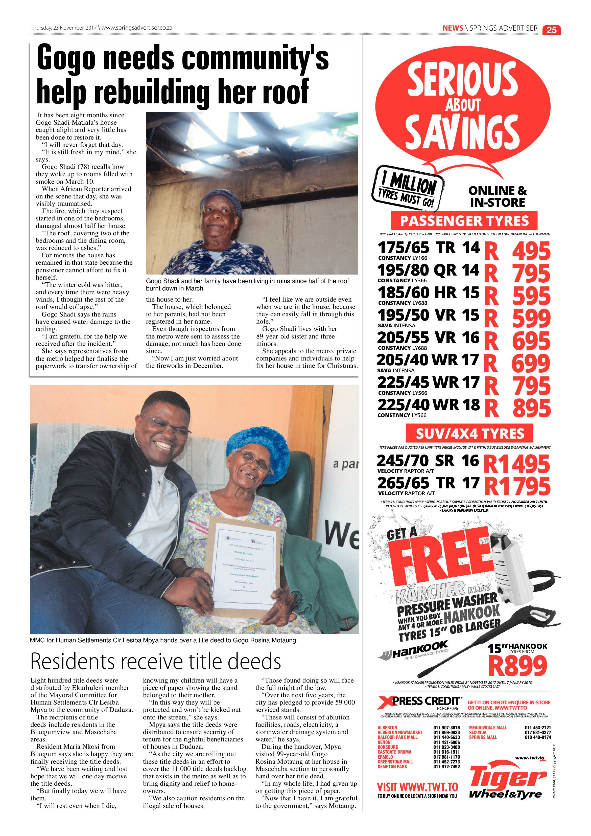 Springs Advertiser 23 November 2017 page 25