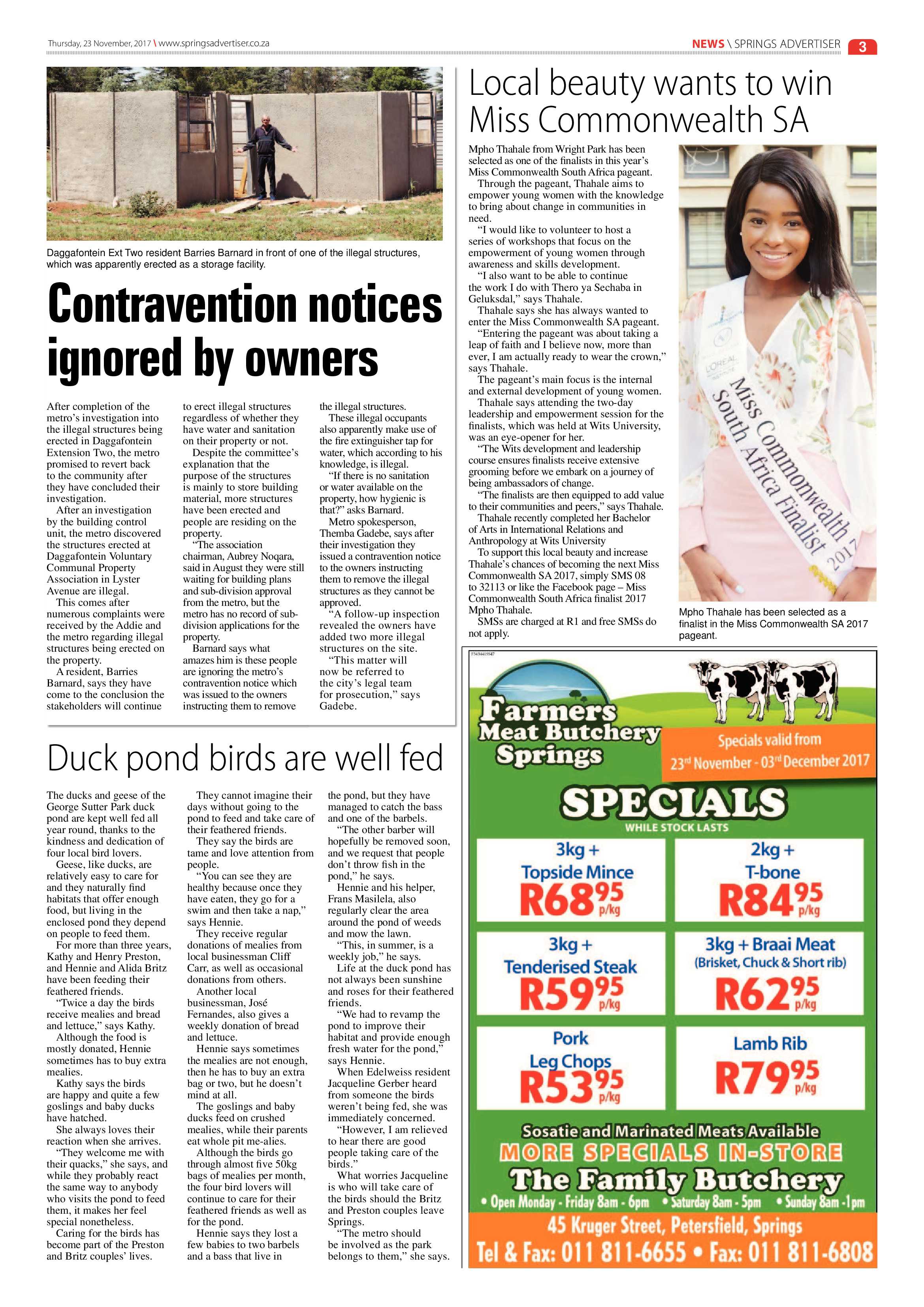 Springs Advertiser 23 November 2017 page 3