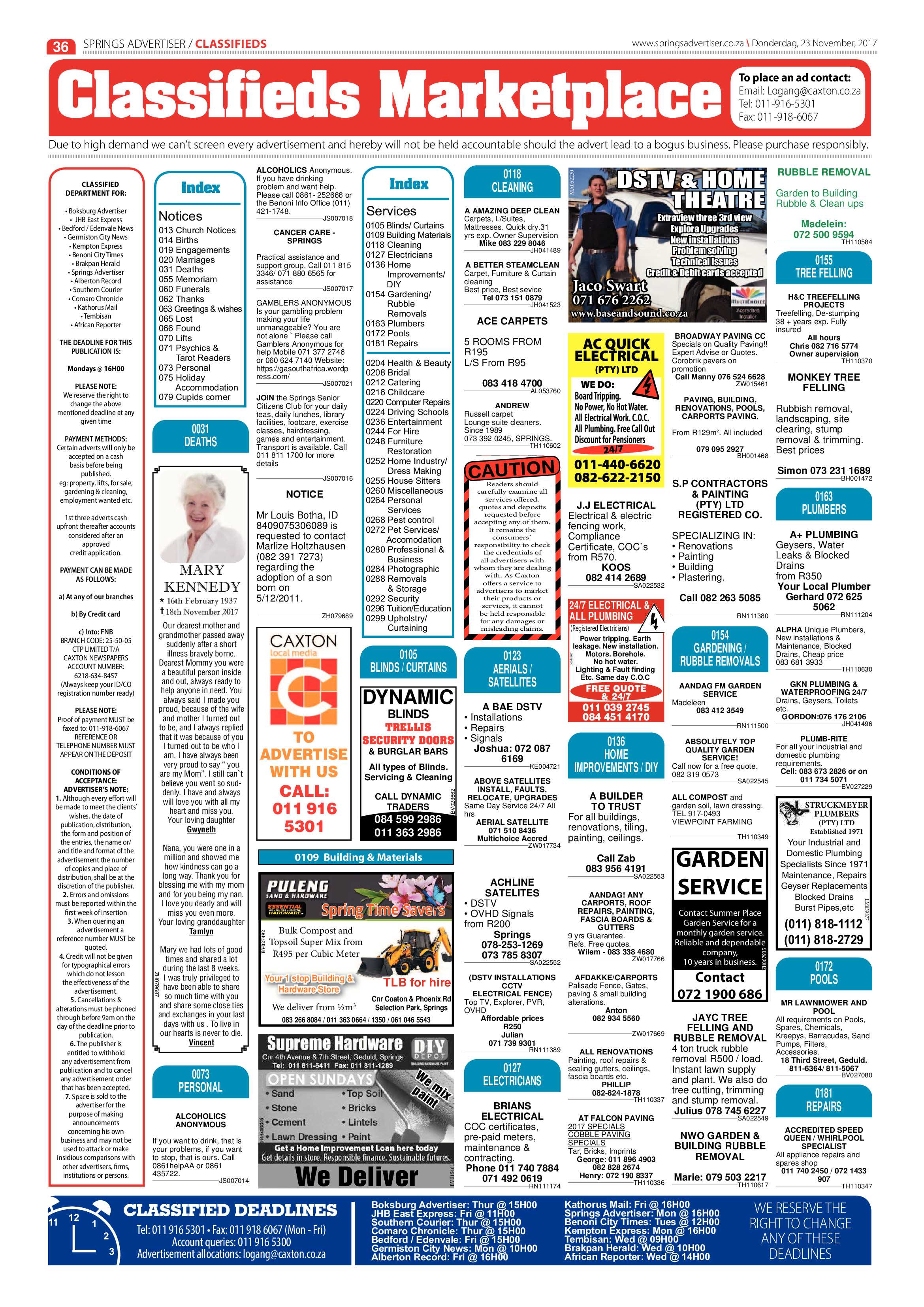 Springs Advertiser 23 November 2017 page 36