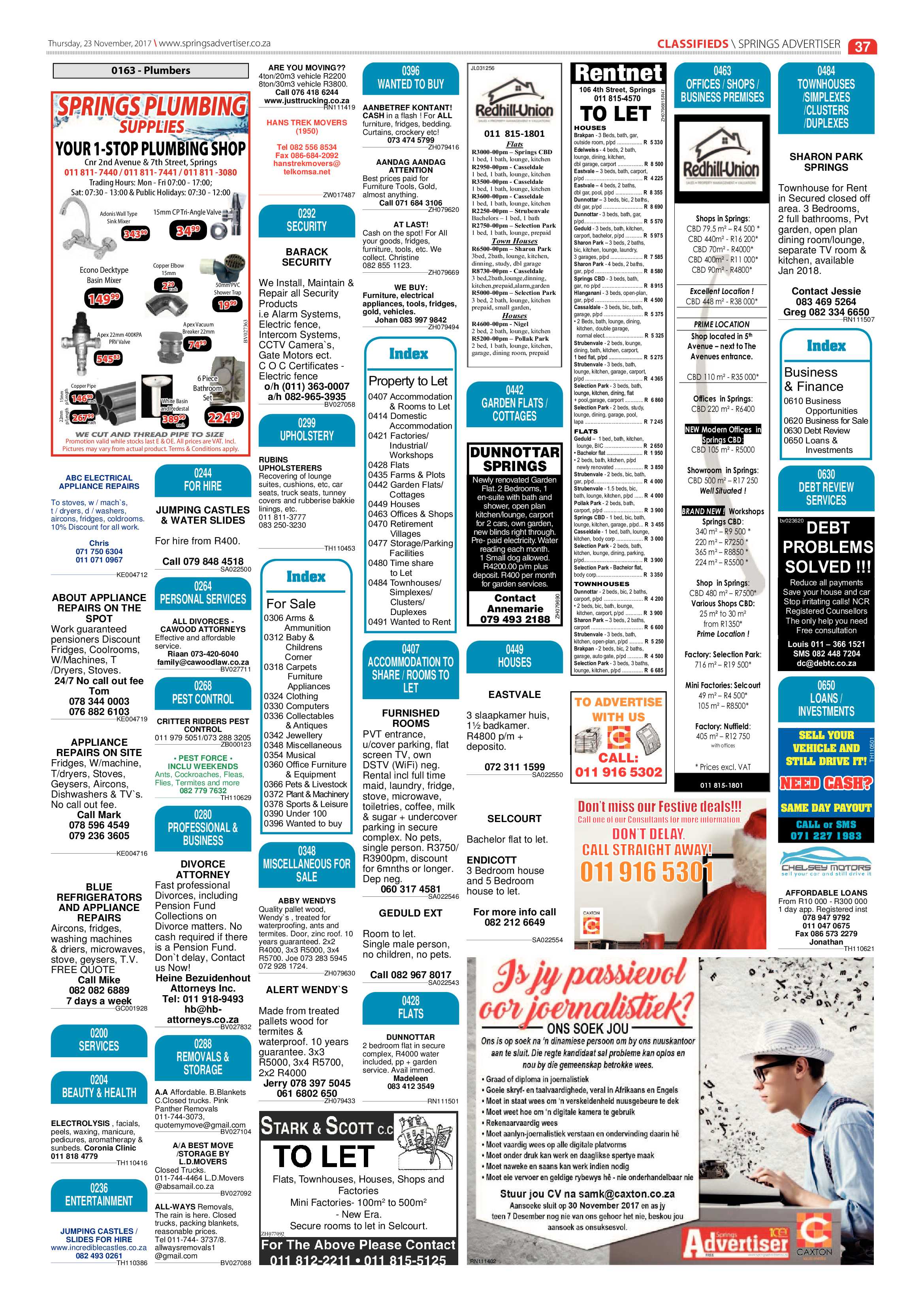 Springs Advertiser 23 November 2017 page 37