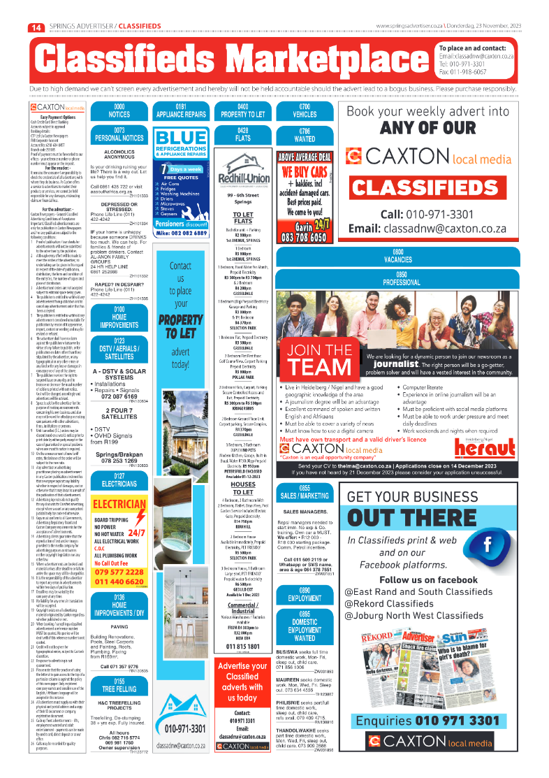 Springs Advertiser 23 November 2023 page 14