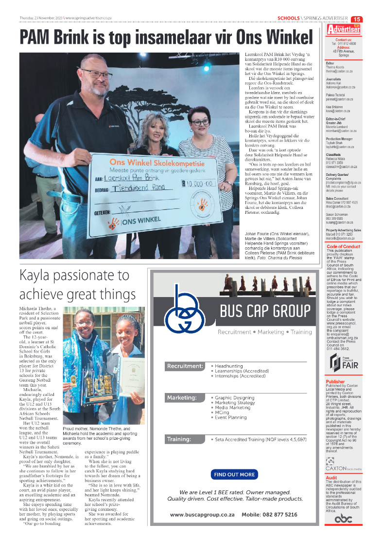 Springs Advertiser 23 November 2023 page 15