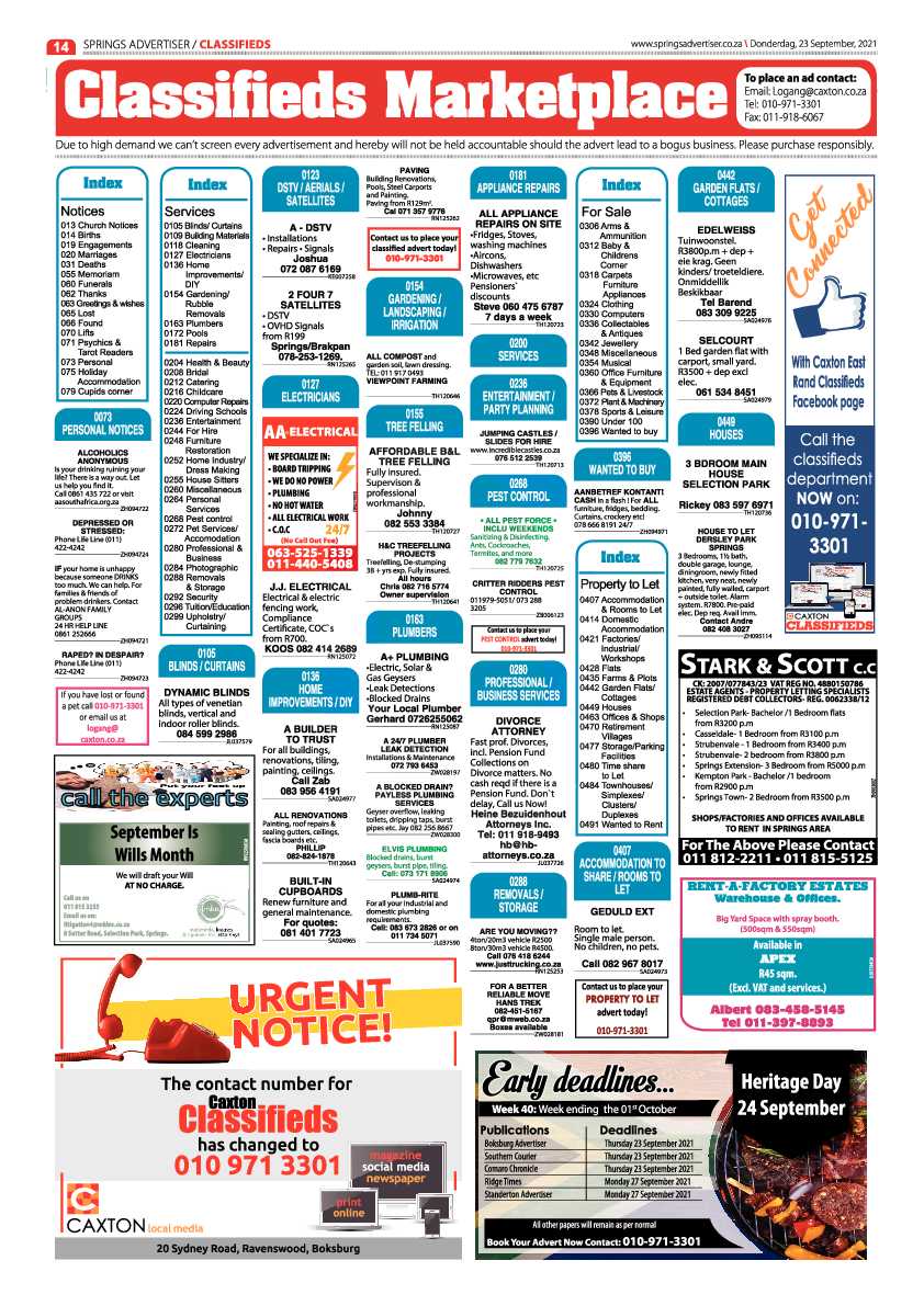 Springs Advertiser 23 September 2021 page 14