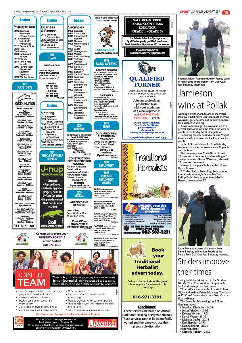 Springs Advertiser 23 September 2021 page 15